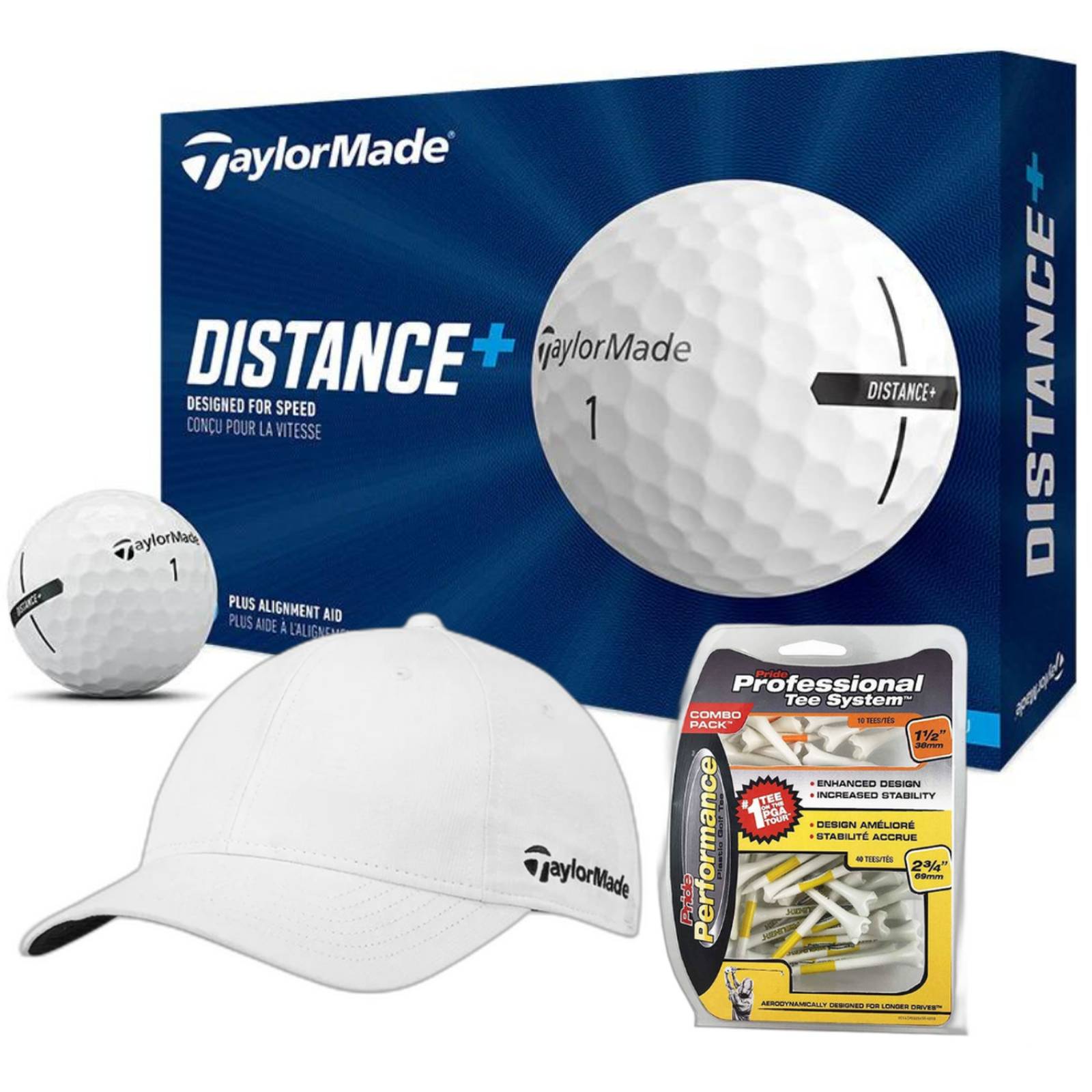 12 Pelotas Golf Distance+Gorra Performance TaylorMade+50Tees 