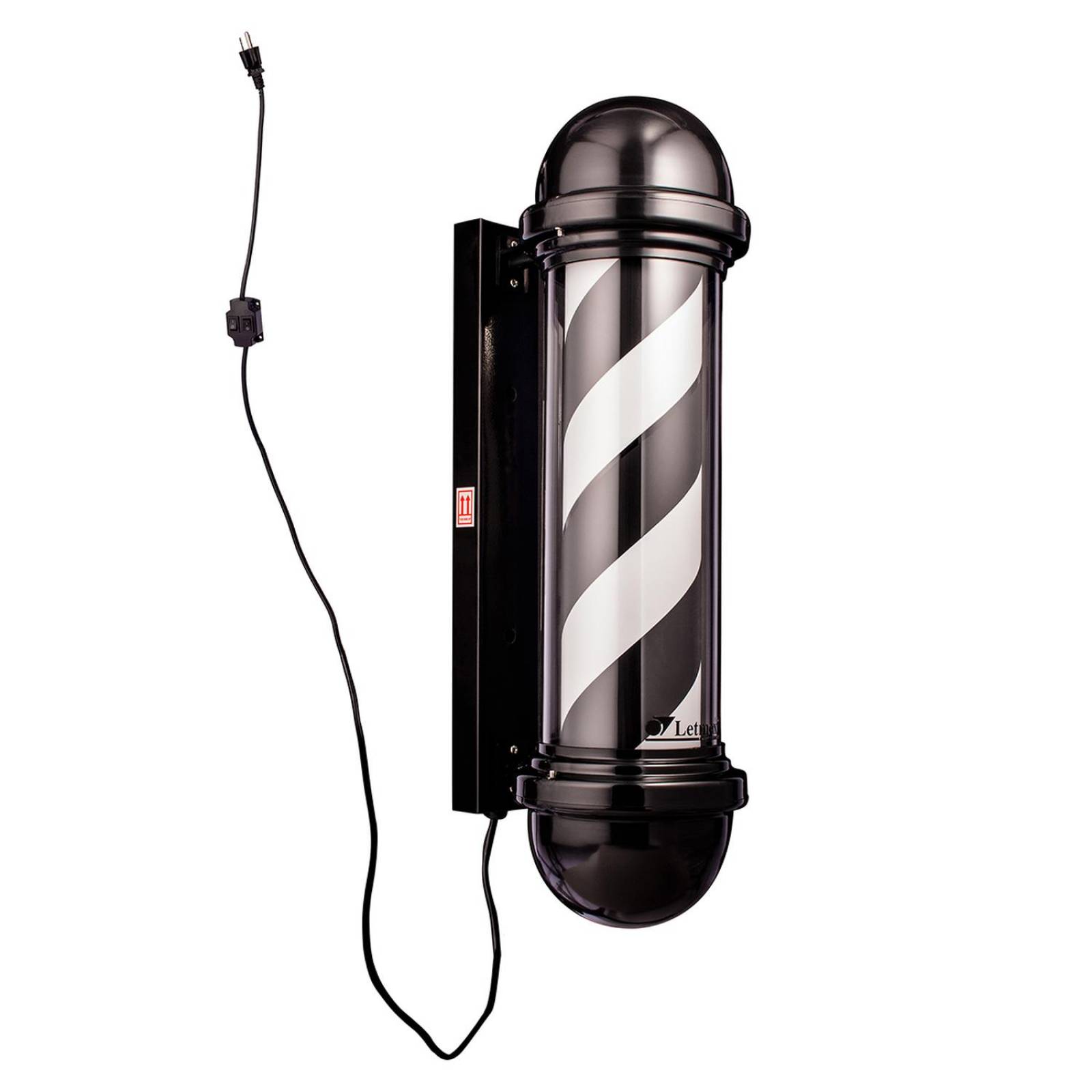 Poste Negro Barbería Caramelo Con Luz 73cm y Cinta Montaje 