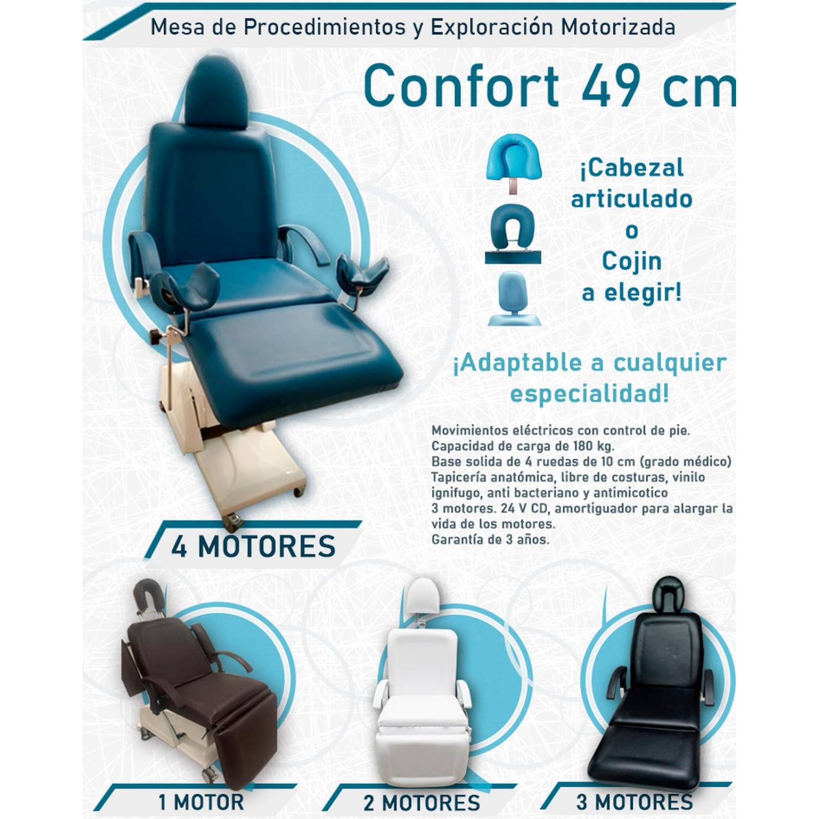 Mesa de exploración médica Confort Blanco 3