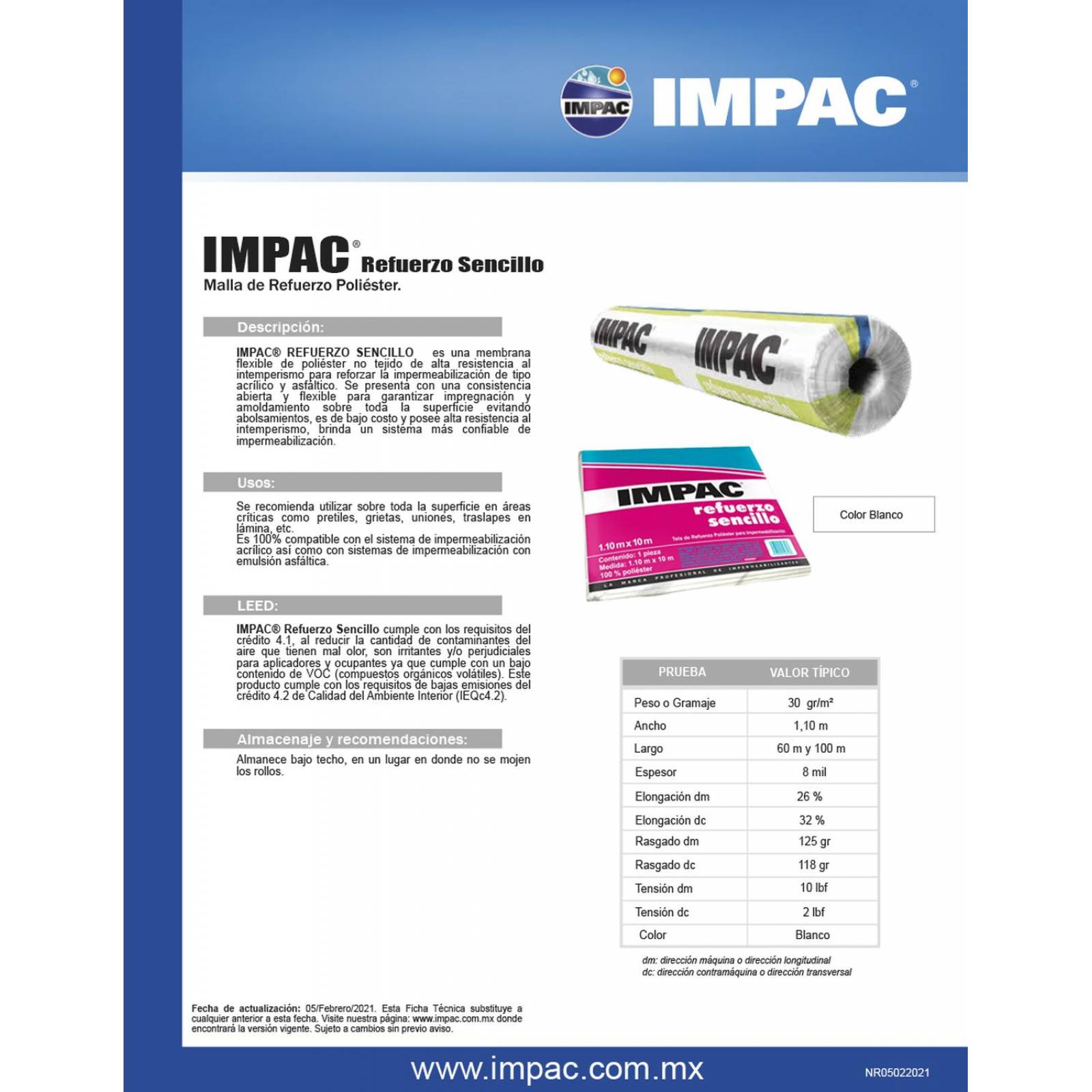 IMPAC Refuerzo Sencillo10 Tela Refuerzo Poliester ( 5 Pack) 