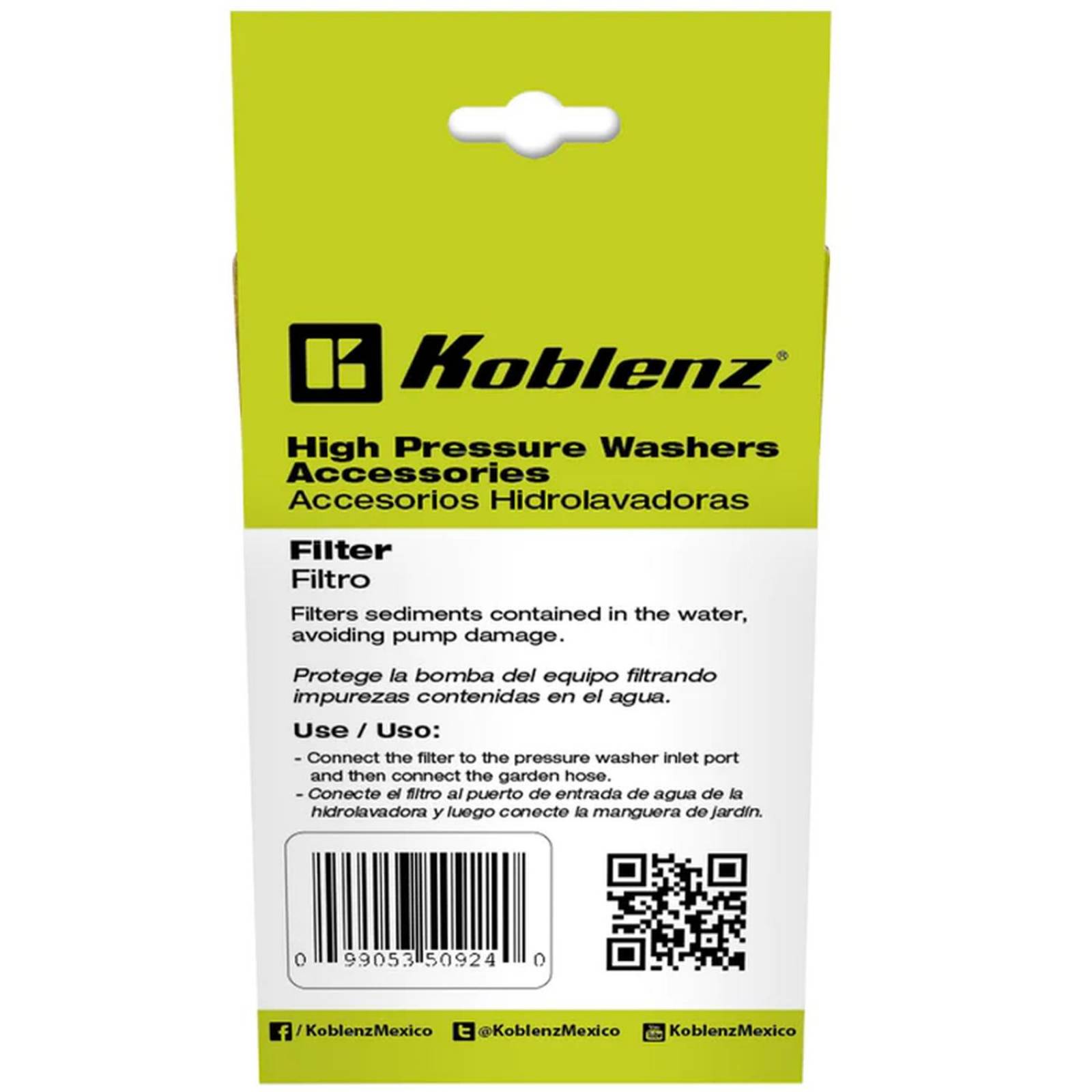 Filtro de agua AH-F10 para hidrolavadora Koblenz 