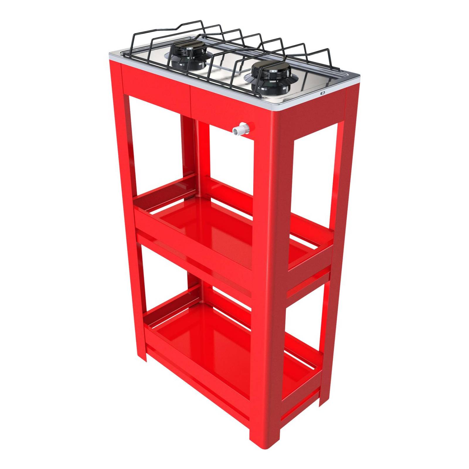 Parrilla de gas 2 quemadores con estante y cubierta de acero inoxidable 