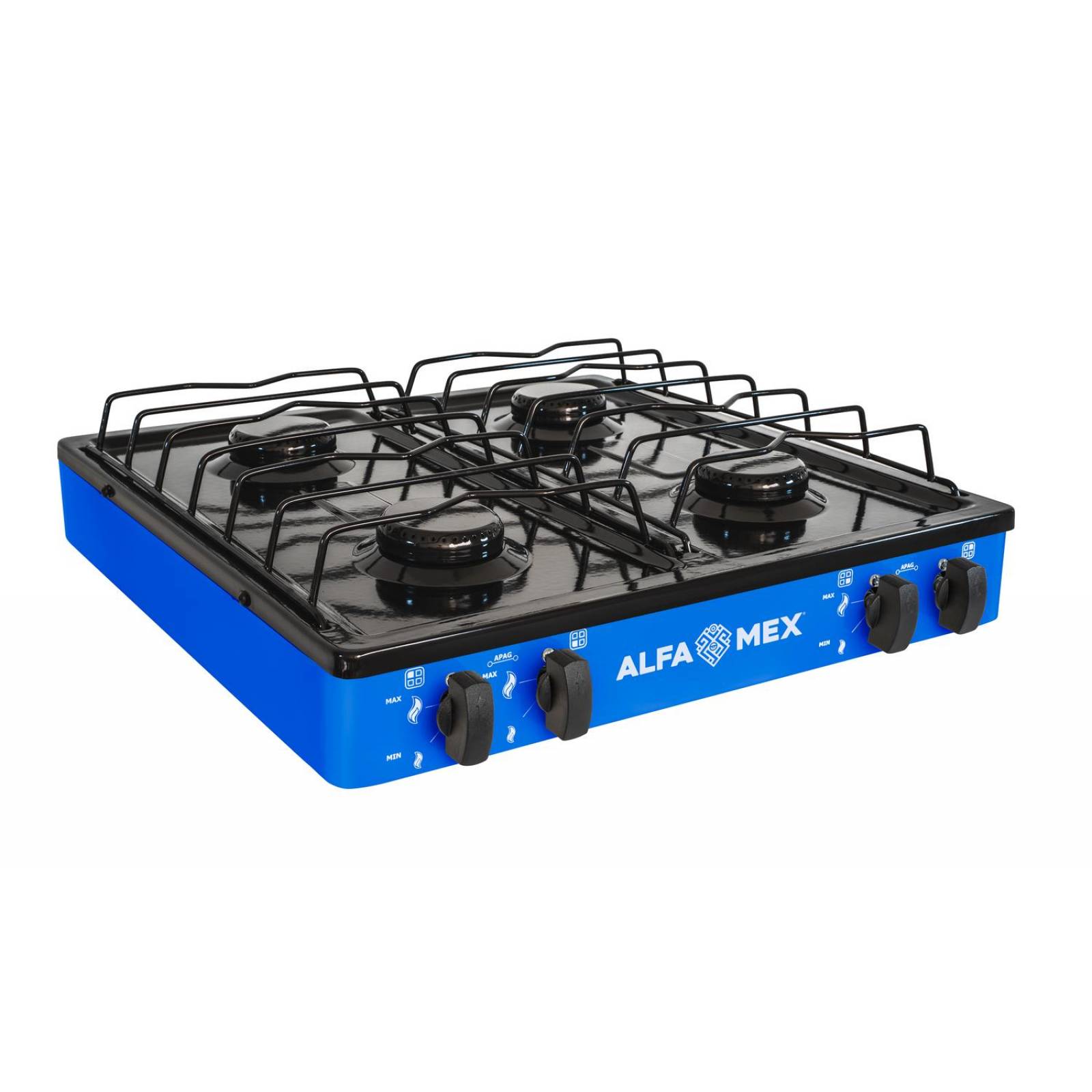 Parrilla De Gas Azul De 4 Quemadores Porcelanizada Alfa 