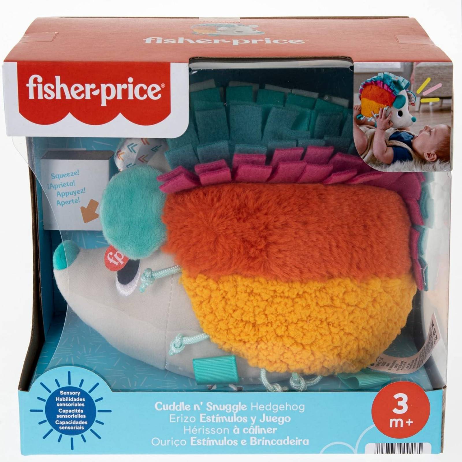 Fisher-Price Cuddle n' Snuggle - Peluche de Erizo con Sonidos y Texturas para bebés 