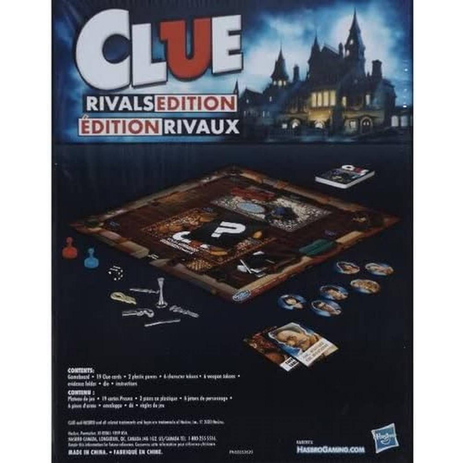 HASBRO Gaming, Clue Edición Rivales, Juego de Mesa, Incluye 1 Tablero, 19 Tarjetas, 2 peones, 6 fich 