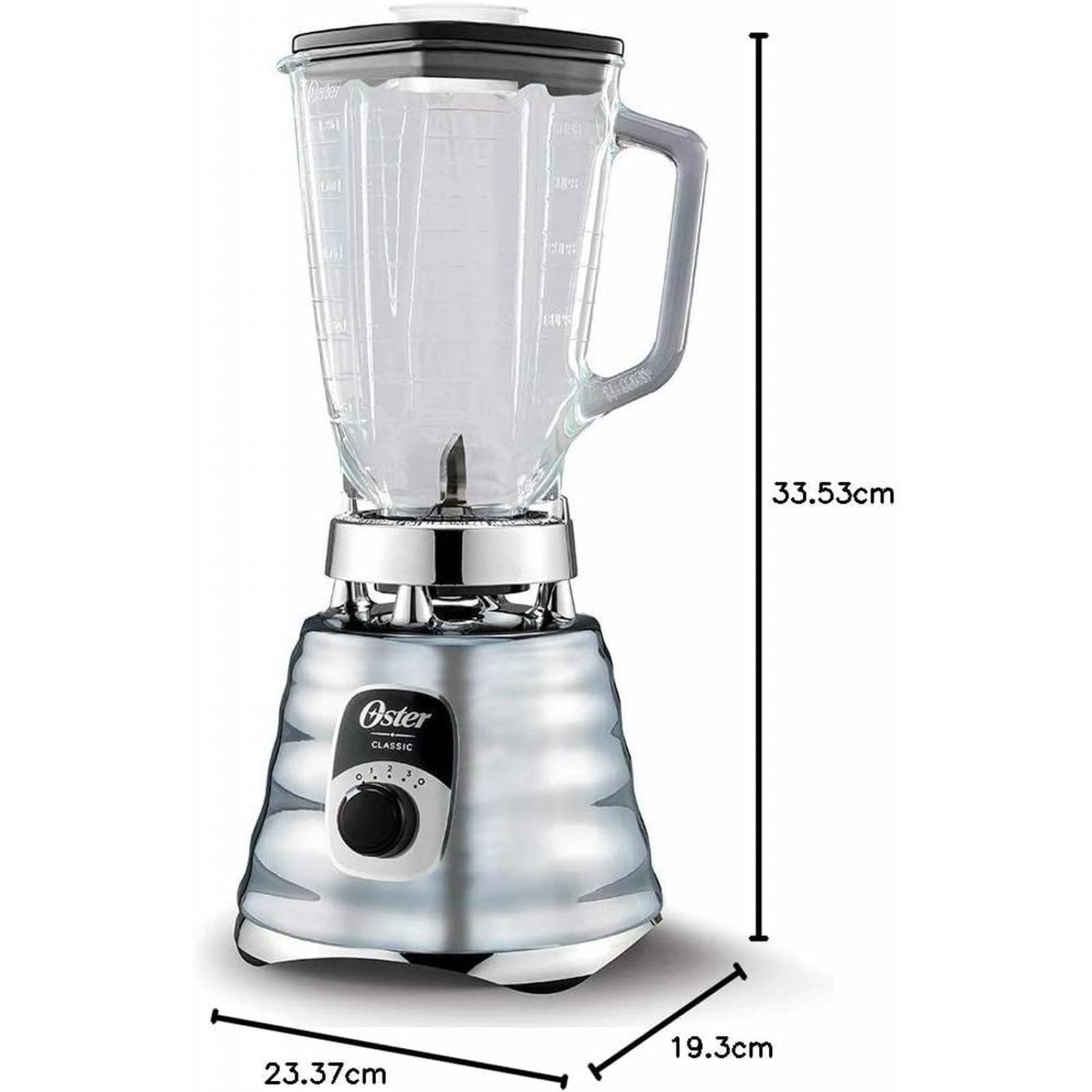 Oster Licuadora Clásica Cromada, con Perilla Ergonómica, de 3 Velocidades, Color Cromo 