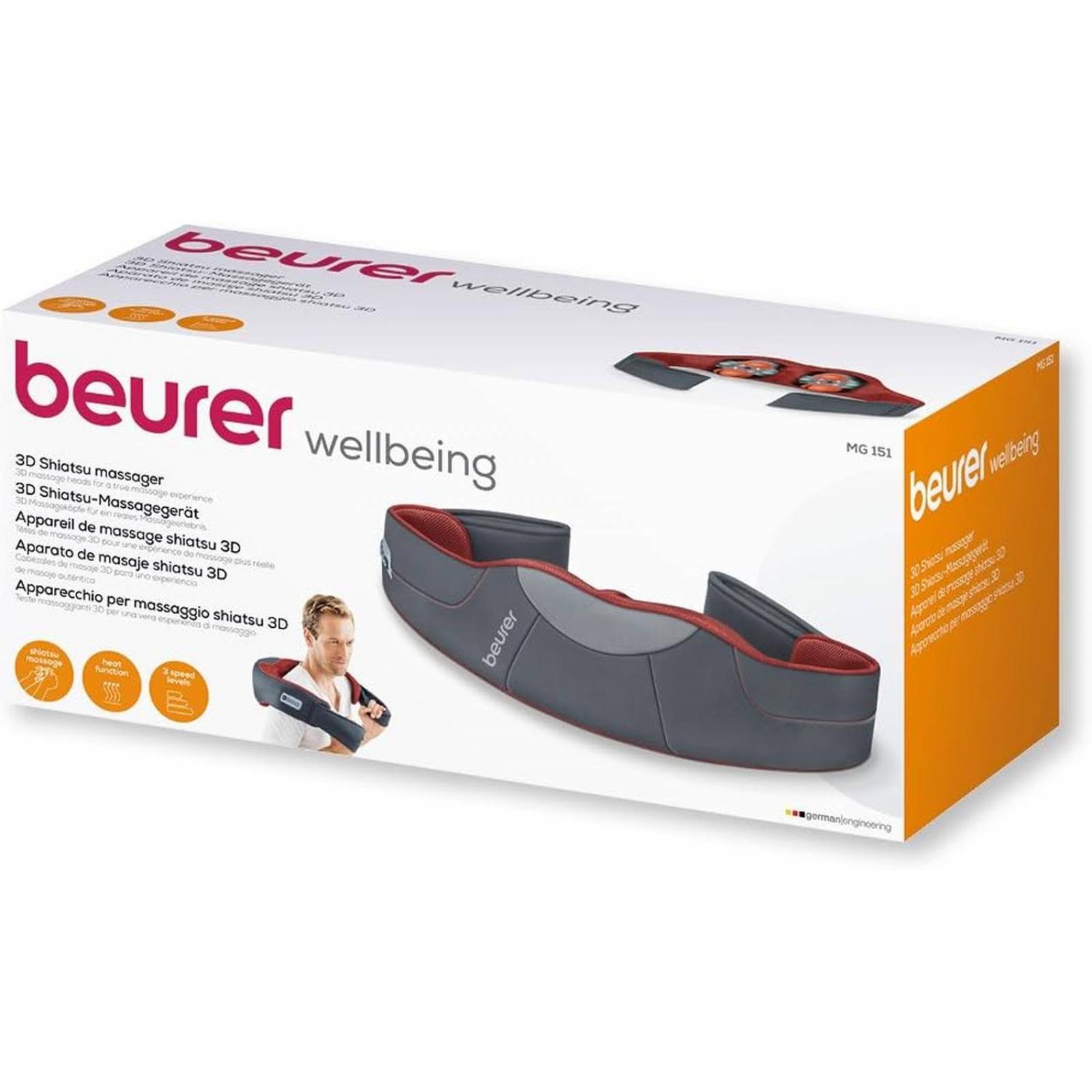 Beurer MG151 - Masajeador múltiple Shiatsu 3D, con función luz y calor ...