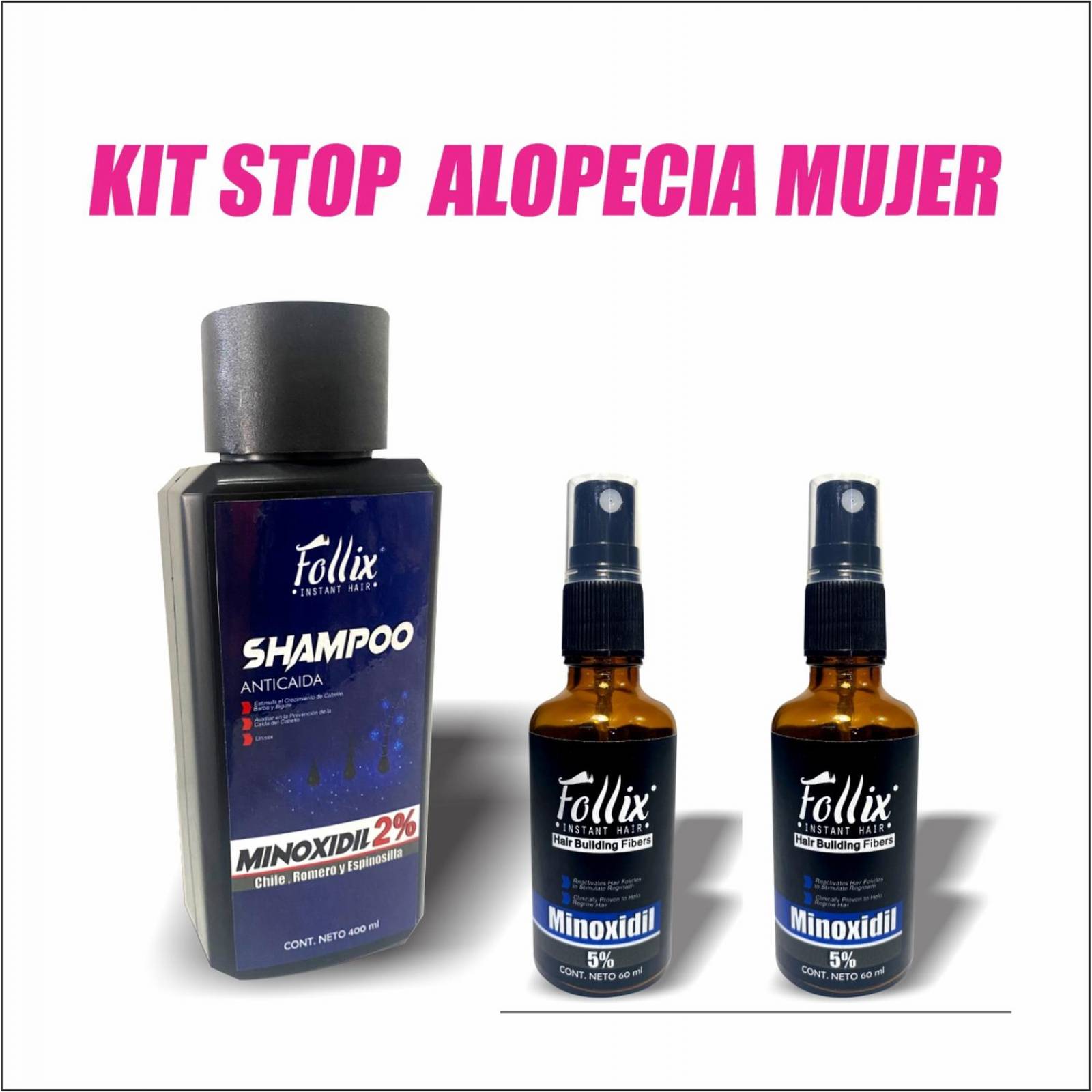 Kit Stop Alopecia 2, Con 2 Minoxidil 5 Y Shampoo Minoxidil 