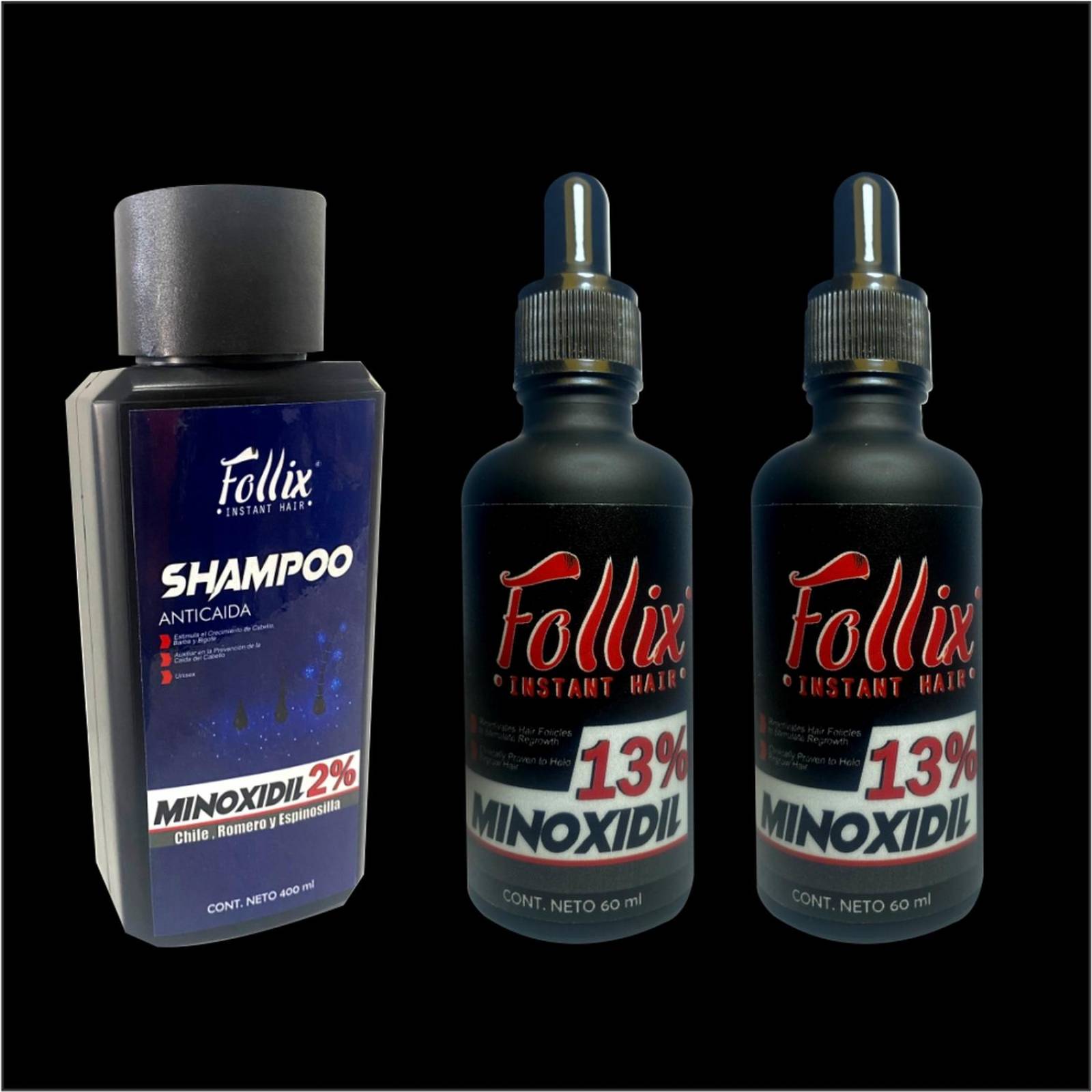 Kit Stop Alopecia 2, Con 2 Minoxidil 13 Y Shampoo Minoxidil 