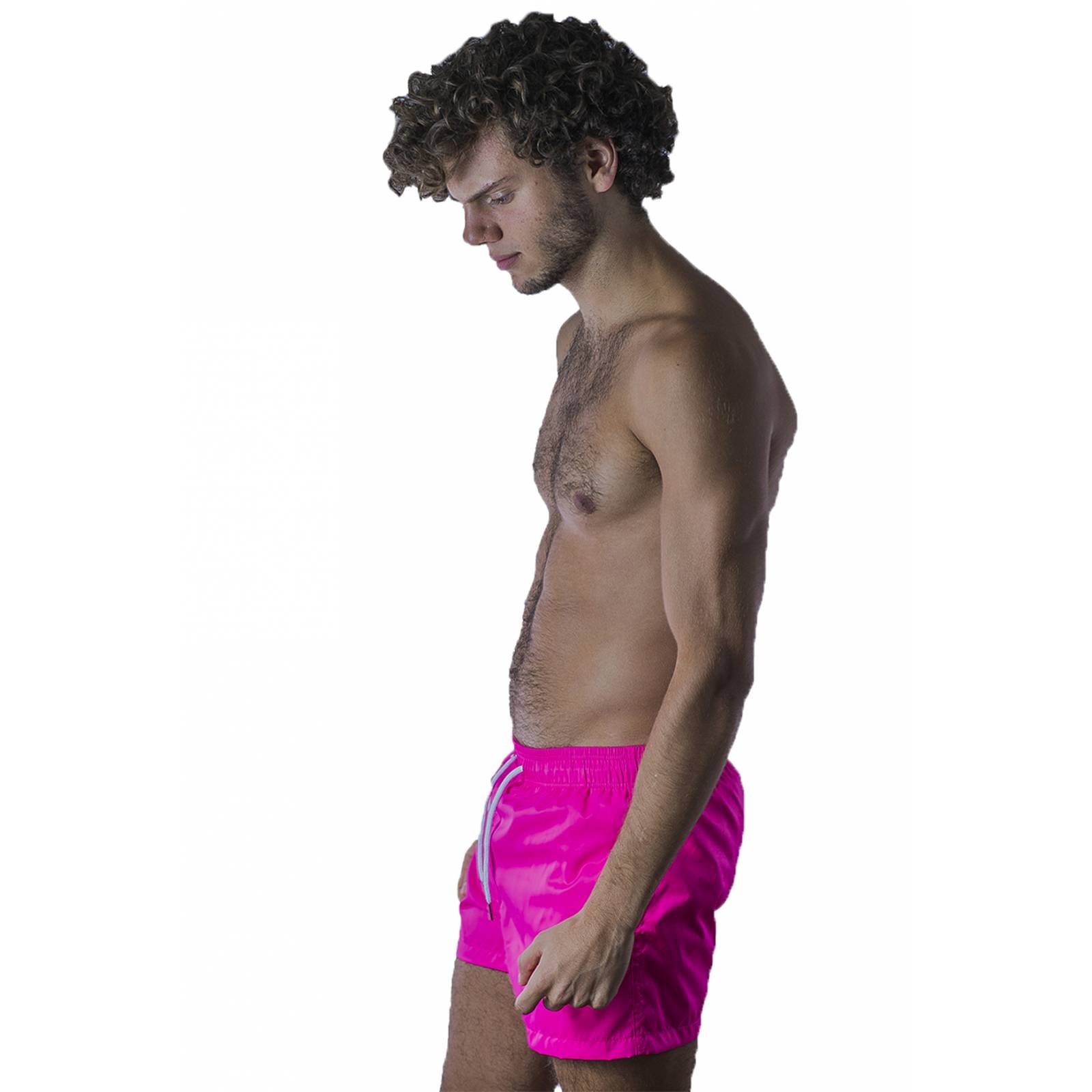 Traje de baño short liso hombre adulto color rosa