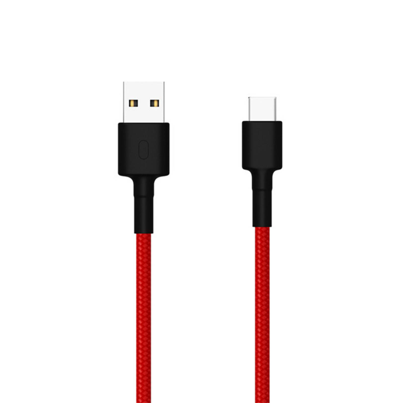 Cable Trenzado Cargador Xiaomi USB Tipo C Rojo