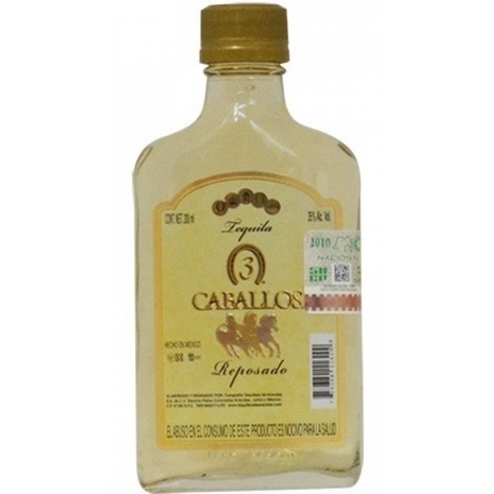 Tequila 3 Caballos Reposado 200 Ml.