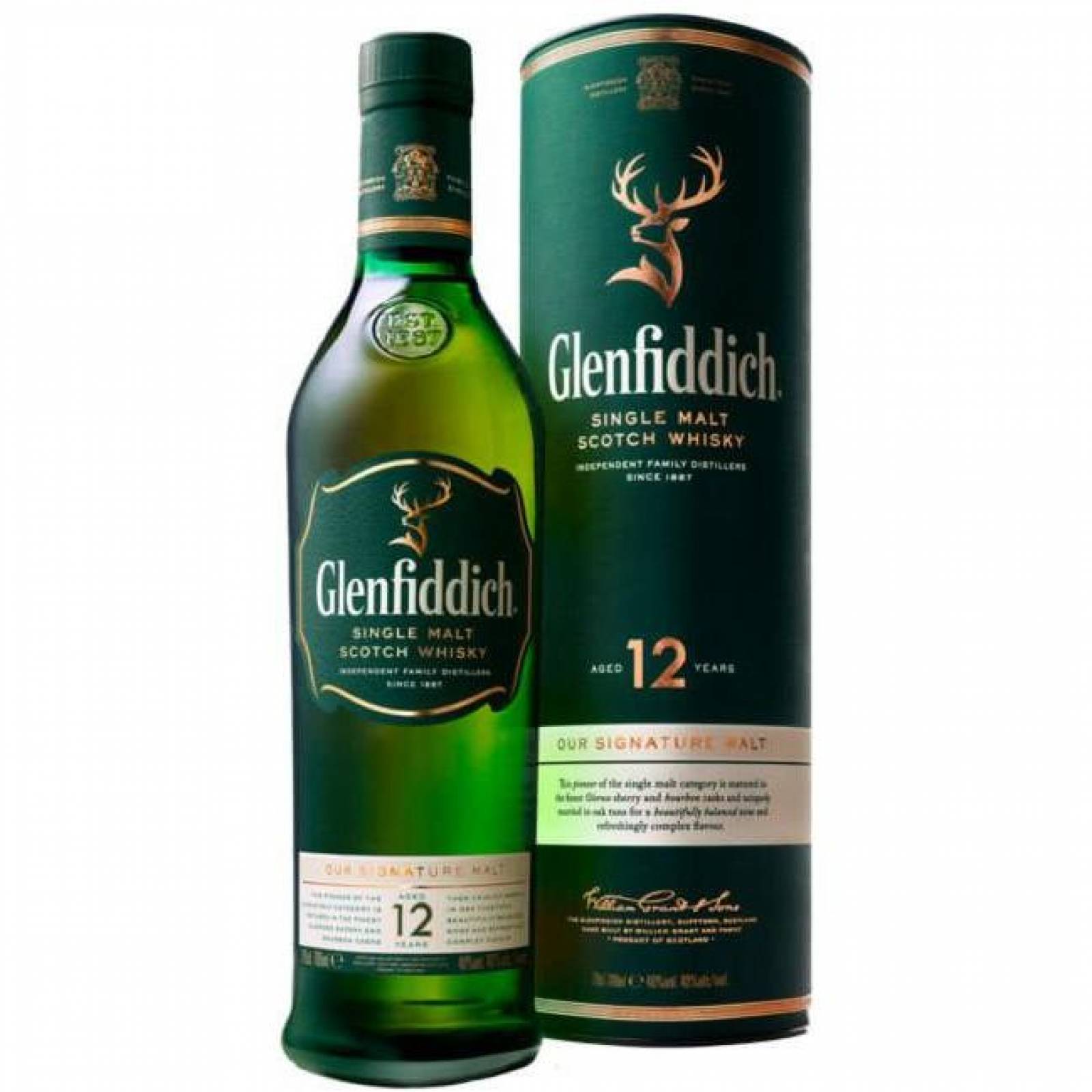 Whisky Escoces Single Malt Glenfidich 12 Aã‘Os 750 Ml.