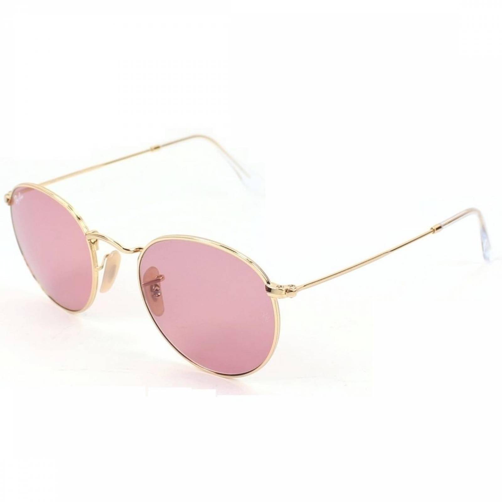 Lentes de sol Ray Ban Rb3447 001/4b Round Metal Rosa Transparente Dorado Unisex