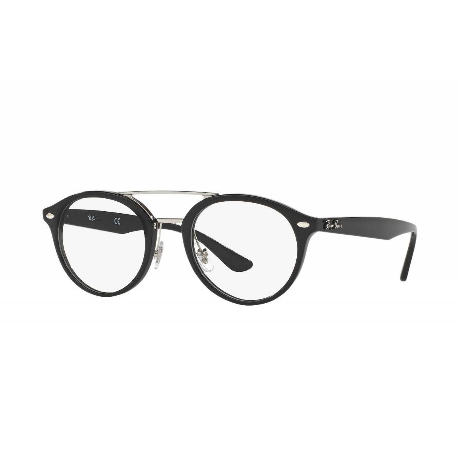 Lentes oftálmicos Ray Ban Oftalmico Rb5354 2001 Round Double Bridge Negro Mate Unisex