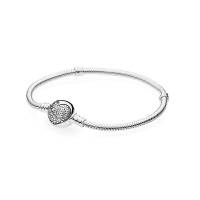 Brazalete Pandora Moments - Cadena De Serpiente Con Broche De Corazón Centelleante