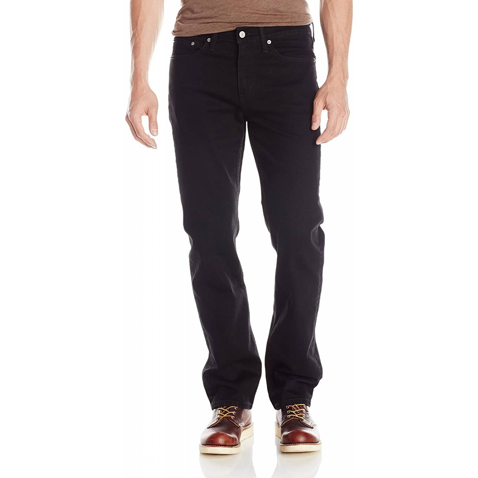 Levi's 514 Men's Slim Fit Straight Leg Jeans – Red Twill Denim, 5-Pocket, Dark Wash
