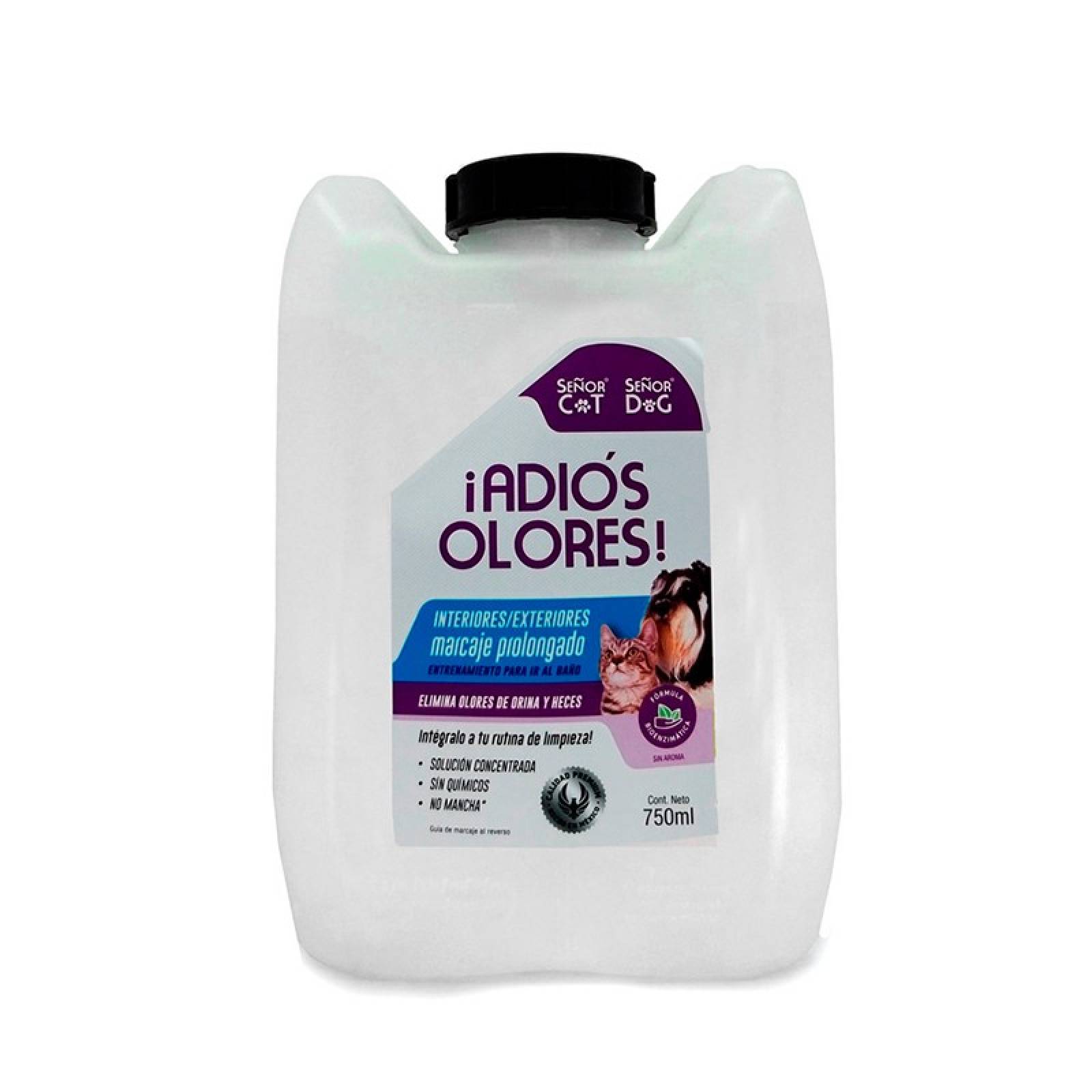 Señor Dog® Promo 5L Nivel 2 ¡Adiós Olores! Eliminador Olores de Orines y heces. Fórmula Bioenzimática Concentrada 750ml