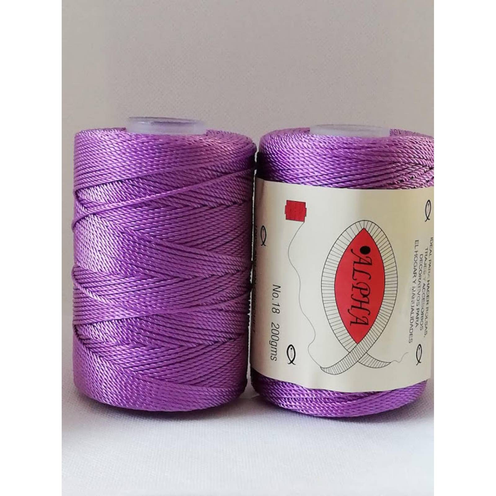 Hilo Alpha No. 18 Kit 2 pzas (200g c/u) 100% Nylon Color Lila Claro