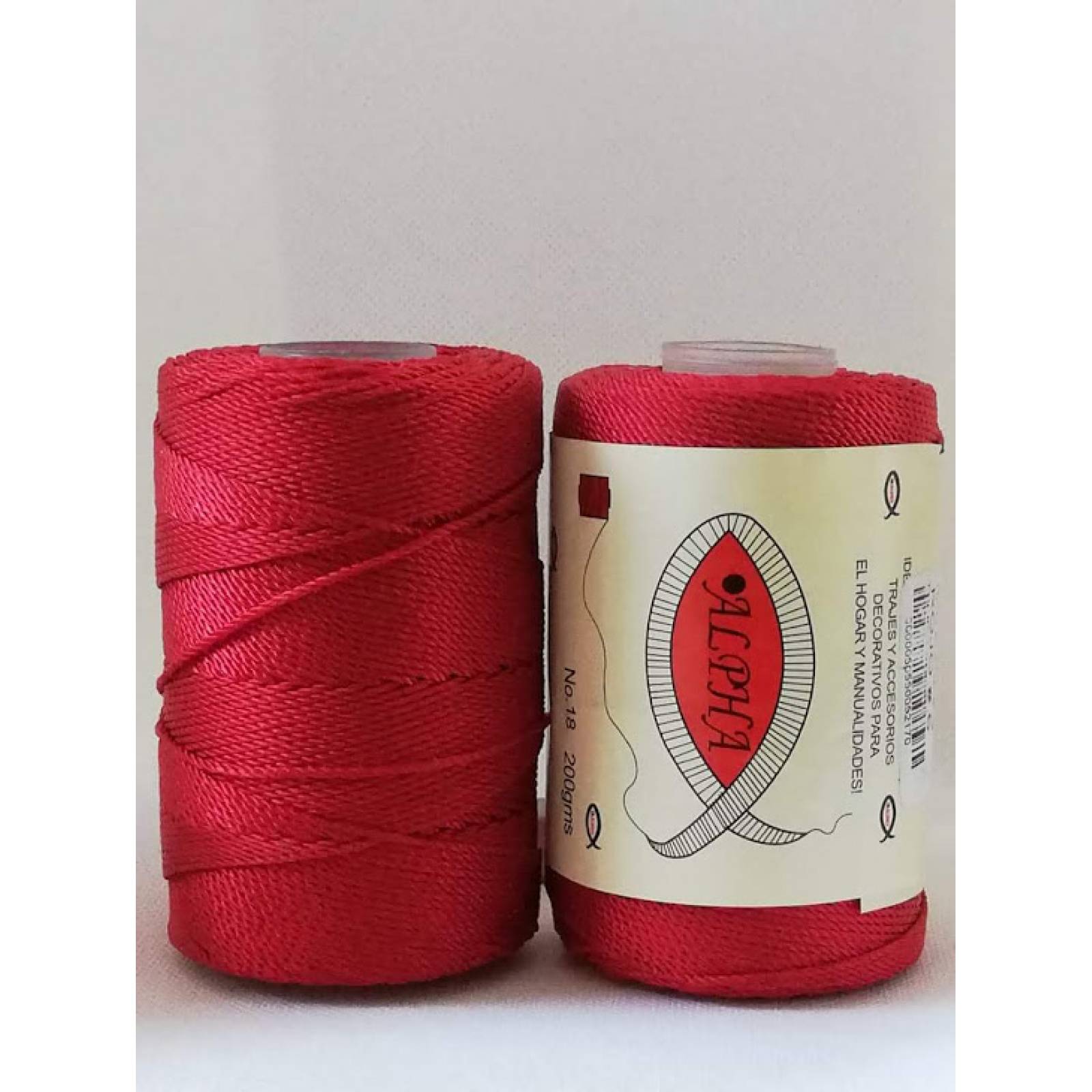 Hilo Alpha No. 18 Kit 2 pzas (200g c/u) 100% Nylon Color Rojo