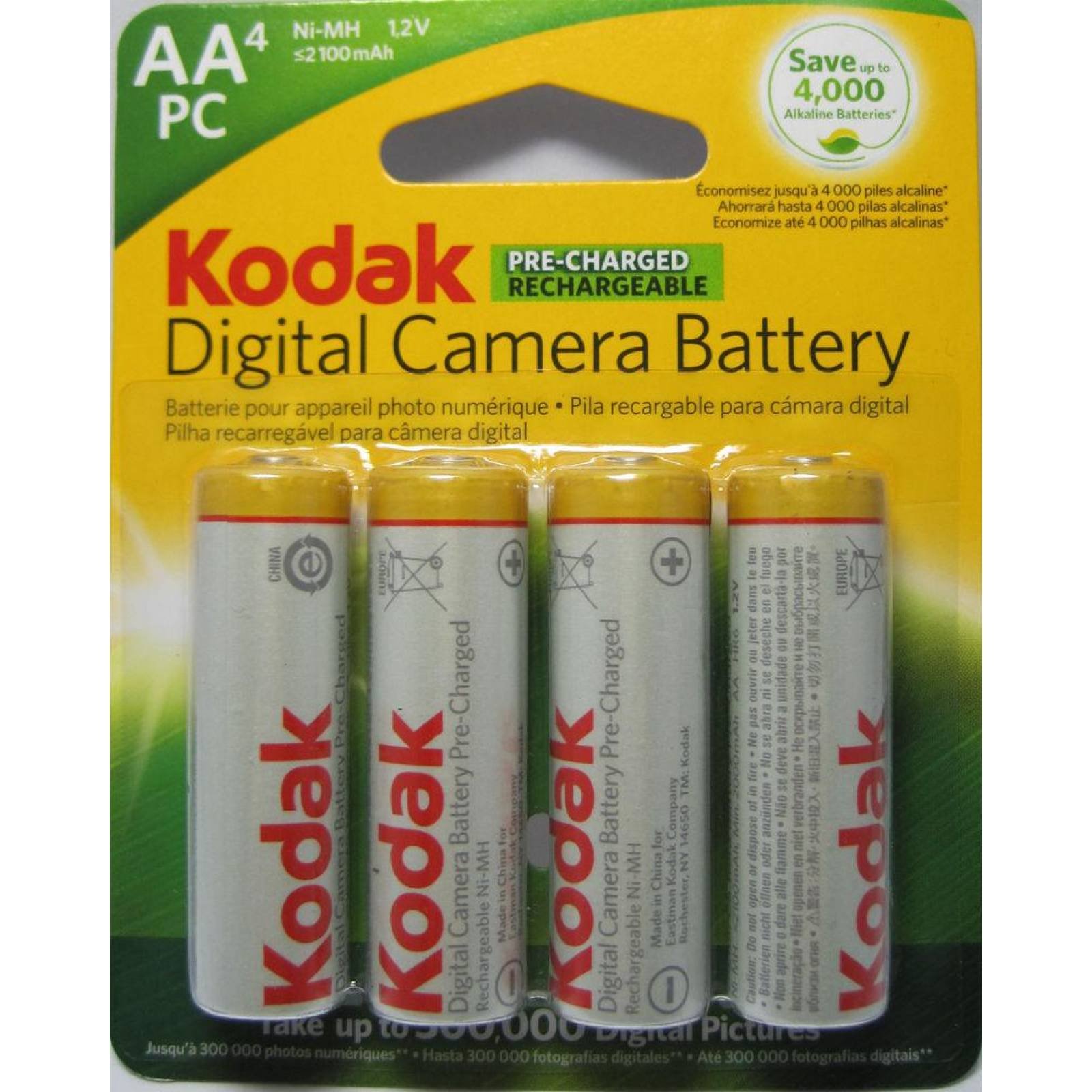 Pila Kodak Recargable Aa Con 4 Piezas 1.2v 2100mah 