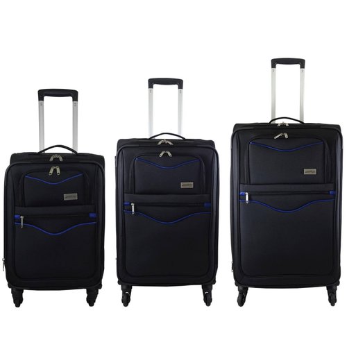 Set de 3 maletas con ruedas de 20", 24" y 28" Mod Padua   Azul con Negro 