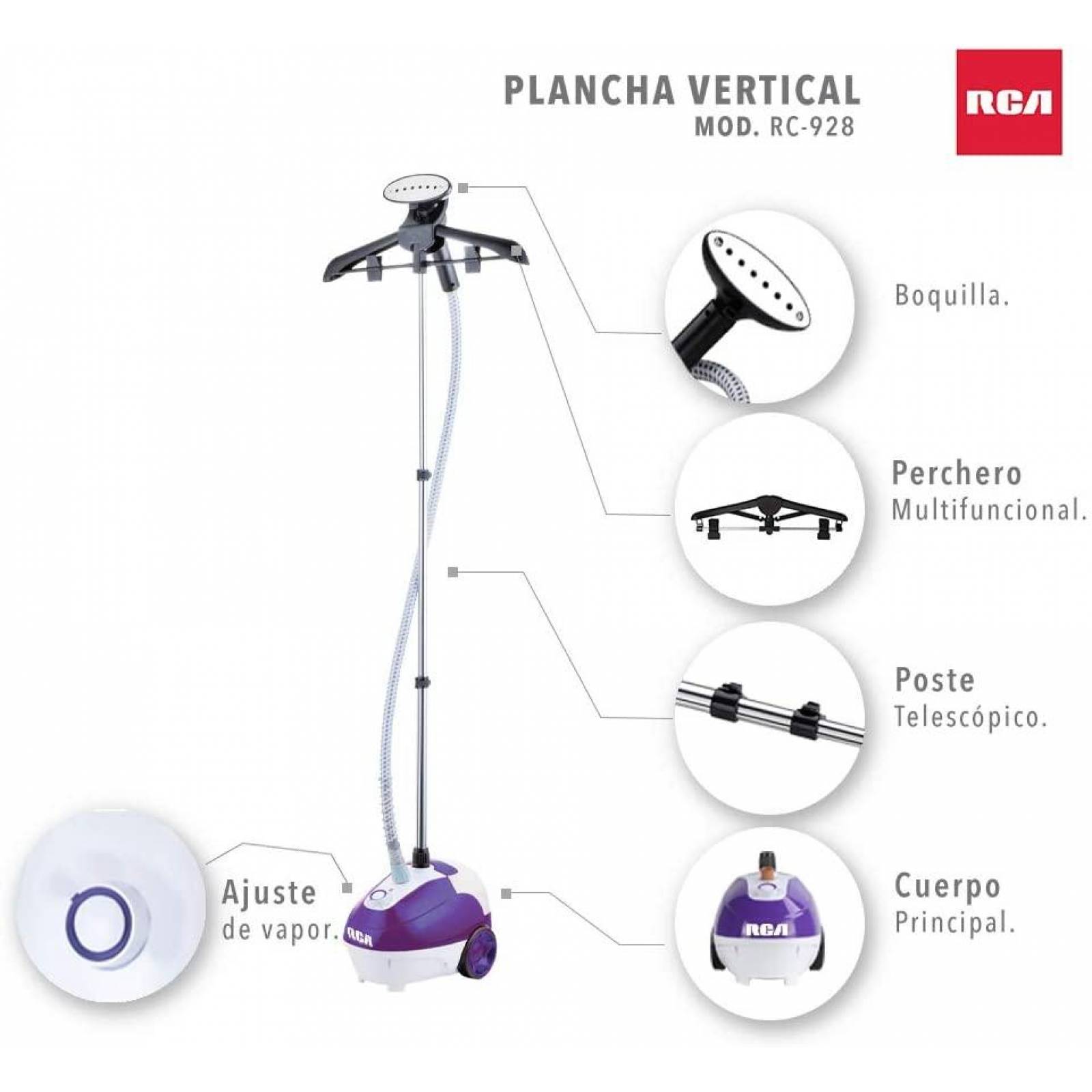 Plancha De Vapor Vertical Rca Rc-928 Y Anticararos 
