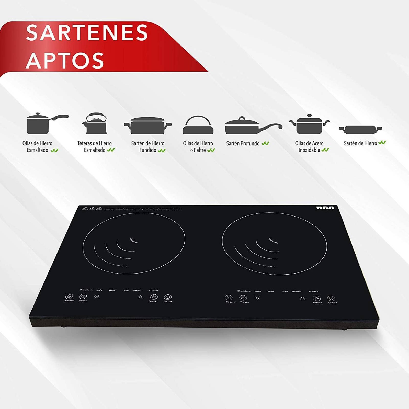 Parrilla Eléctrica Induccion Rca Rc-12a4 2 Quemadores Resistente 