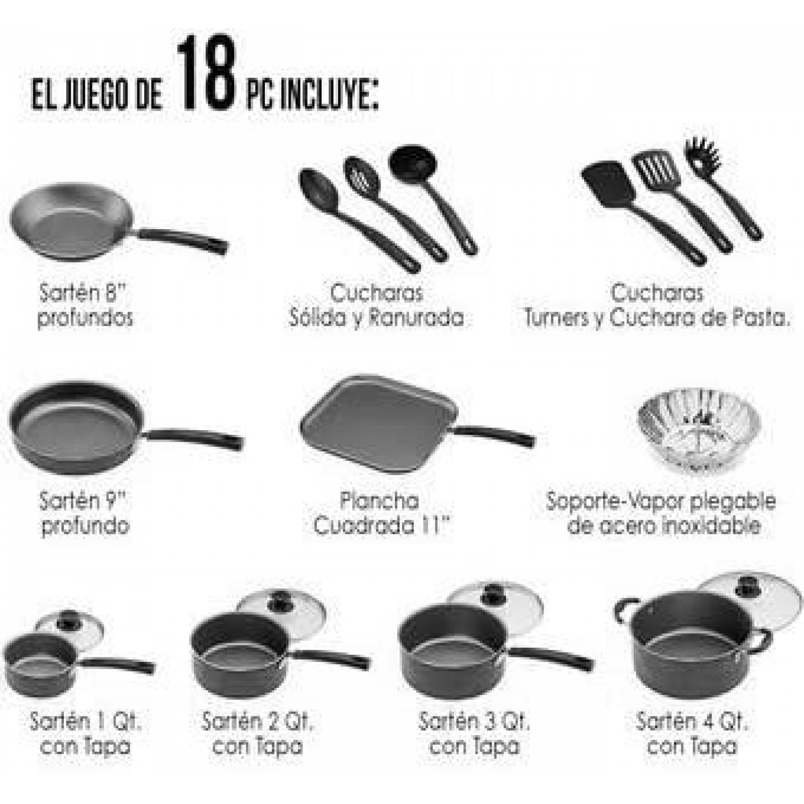 Bateria De Cocina Sartenes Tramontina Primaware 18 Piezas 