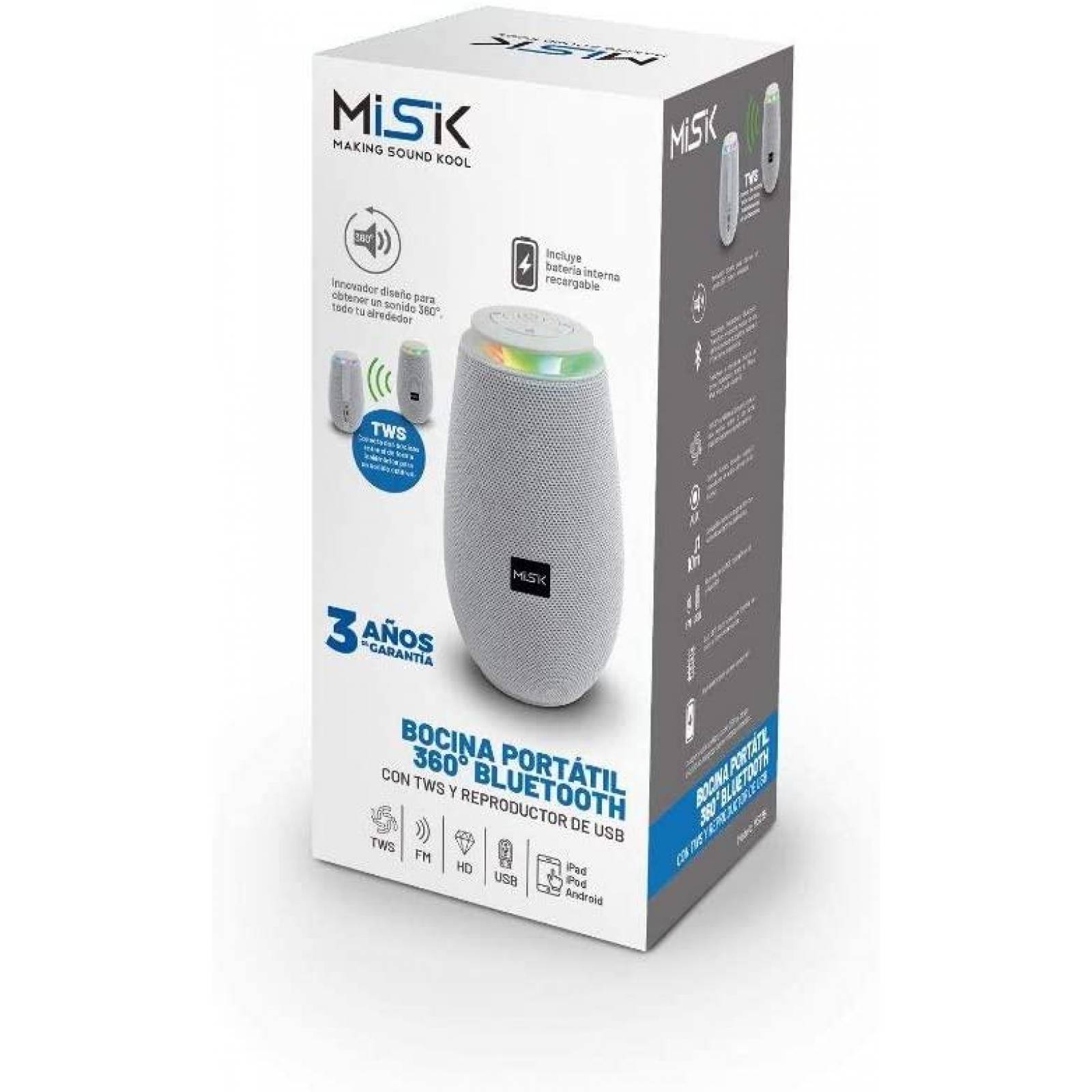 Bocina Misik Ms236 Bluetooth Radio Conecta 2 Bocinas Tws 