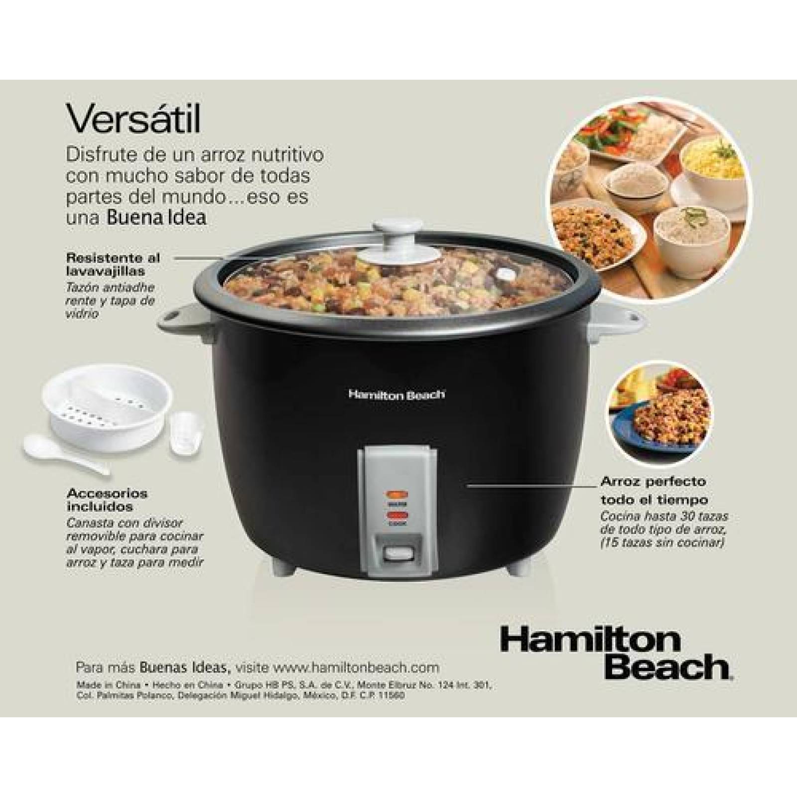 Arrocera Hamilton Beach 37550 30 Tazas Gran Capacidad 
