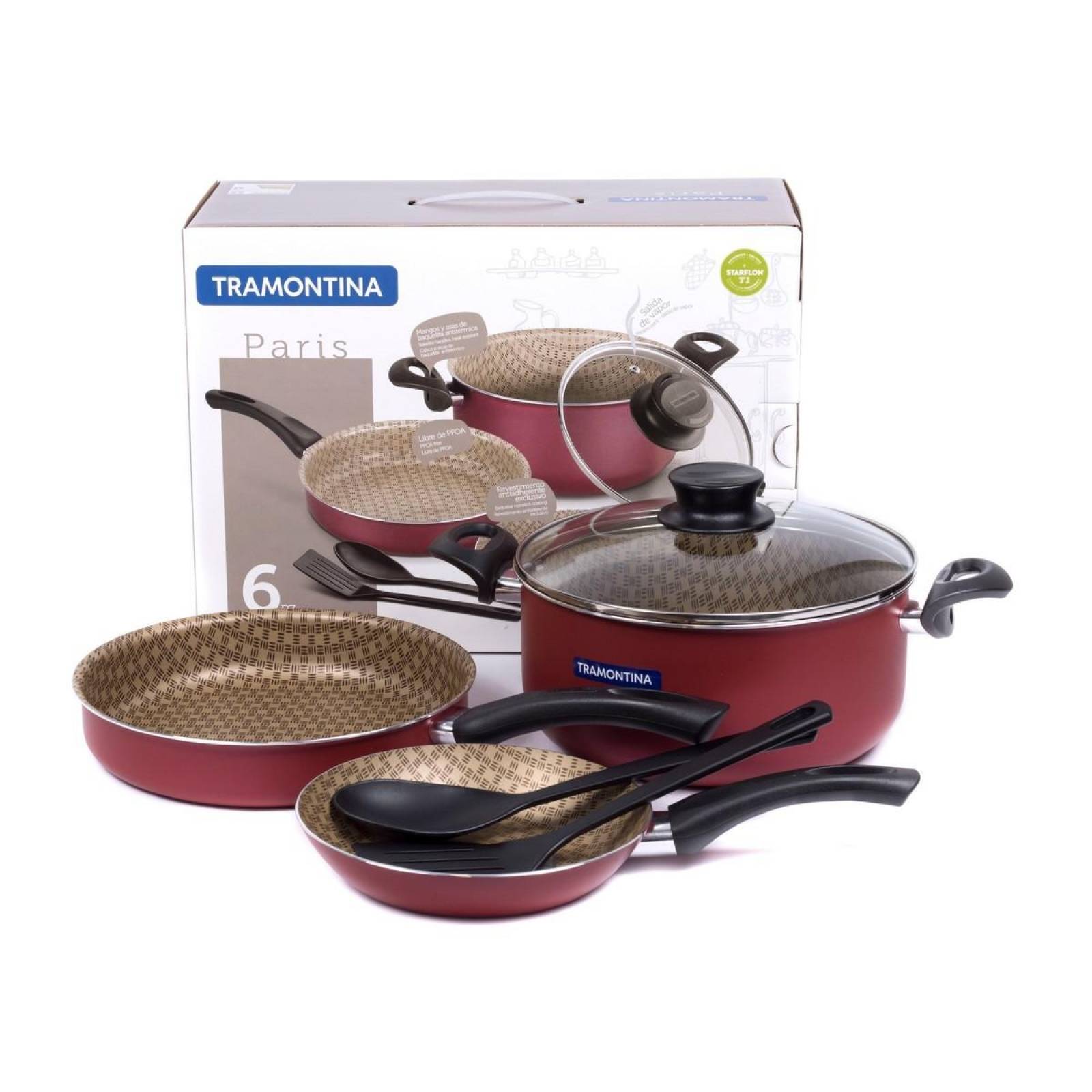 Bateria De Cocina Tramontina Paris 6 Piezas Revestimiento 