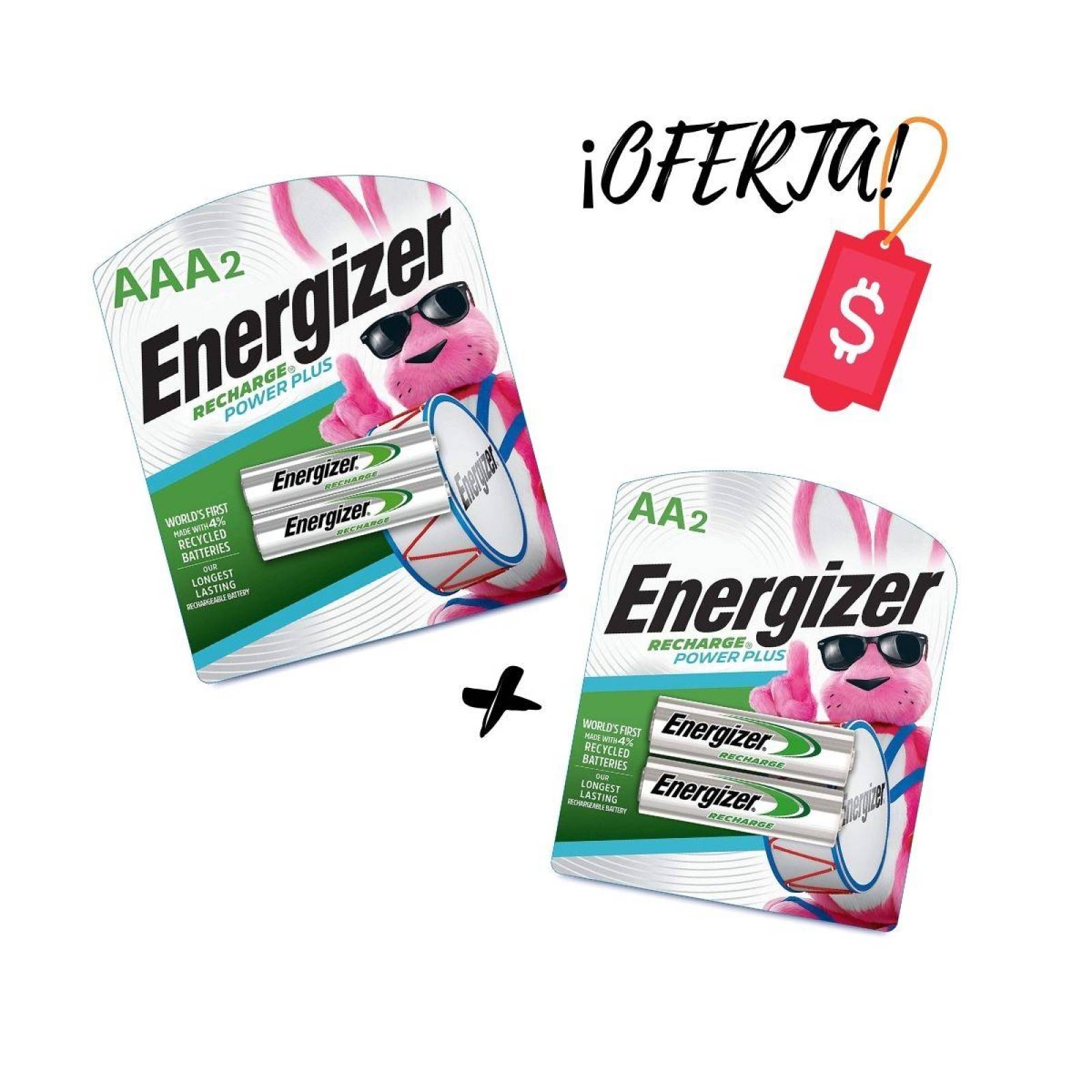 Pilas Recargables Energizer Aa 2 Unidades + Aaa 2 Unidades 