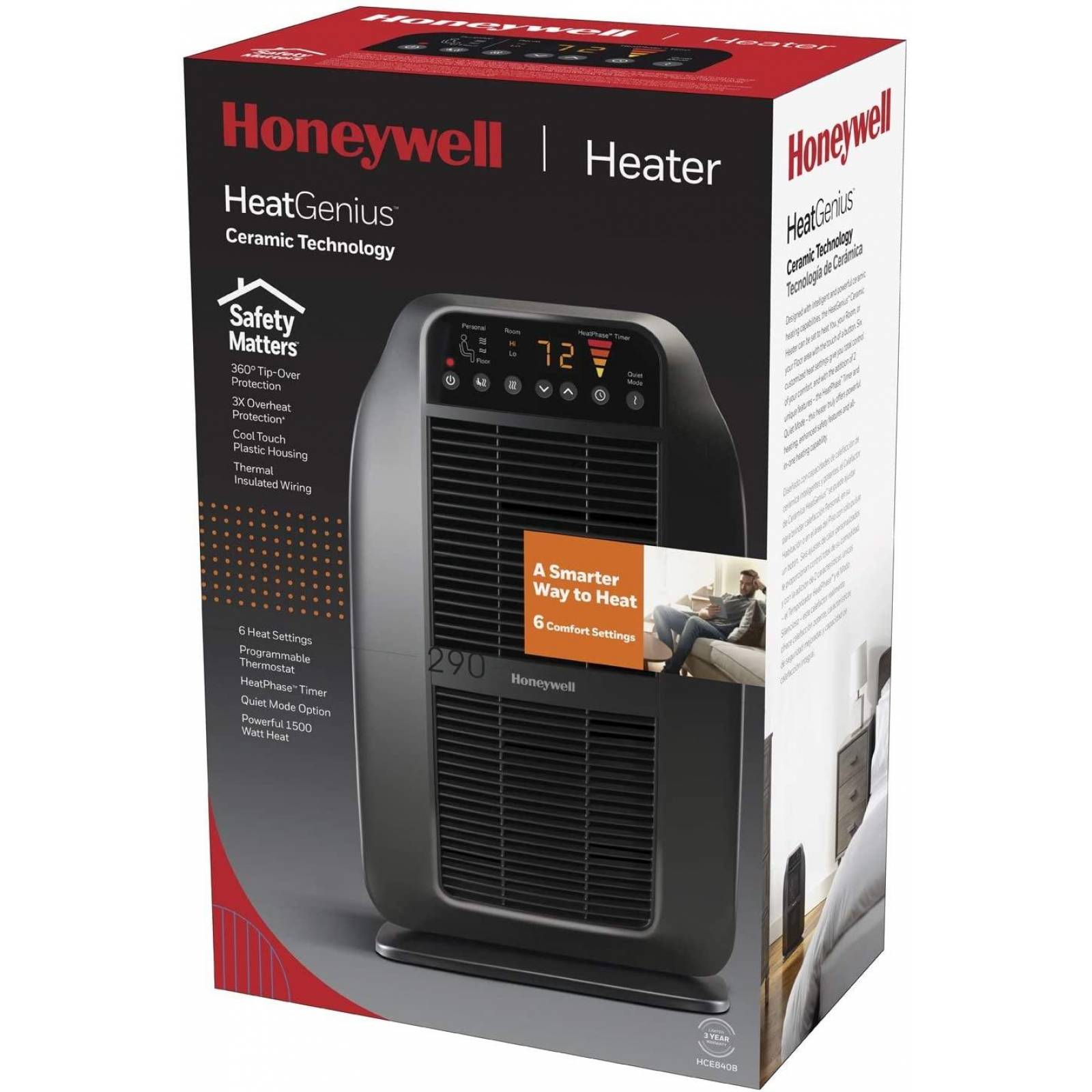 Calefactor Calentador Ceramica Honeywell Hce840b Silencioso