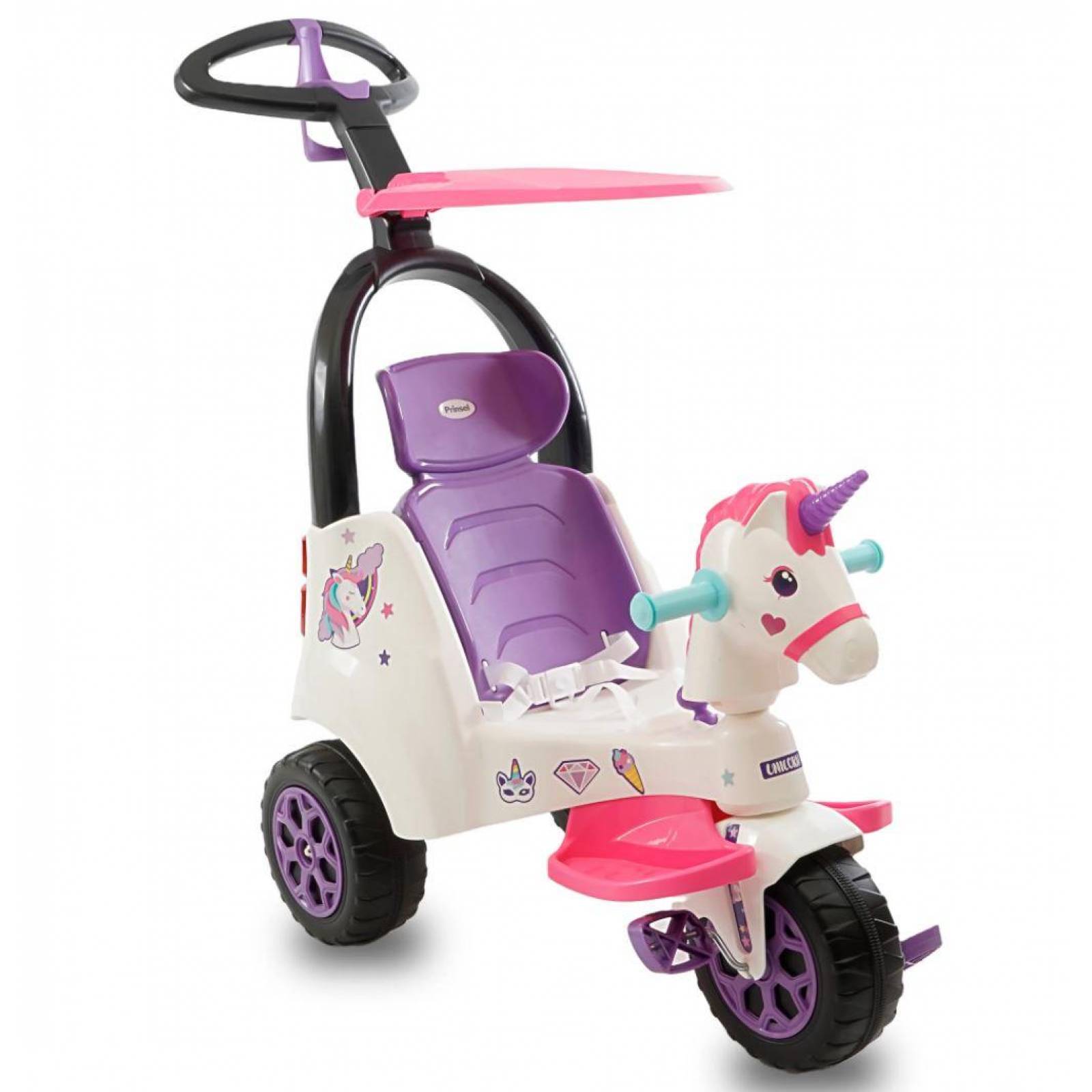 Triciclo Montable Infantil Prinsel Con Sin Empuje Unicornio