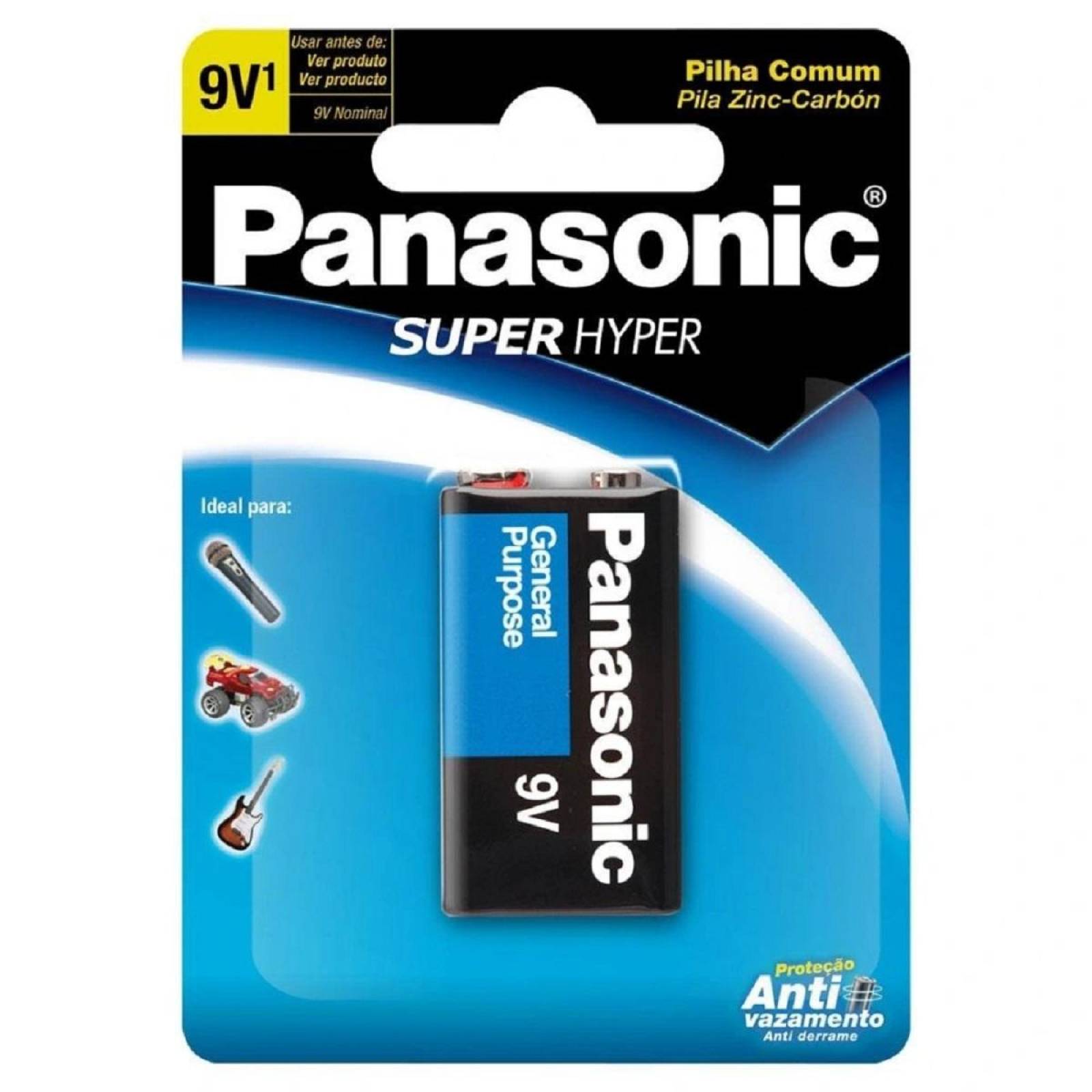 PILA PANASONIC CARBON ZINC AZUL 9V 6F22 CUADRADA 