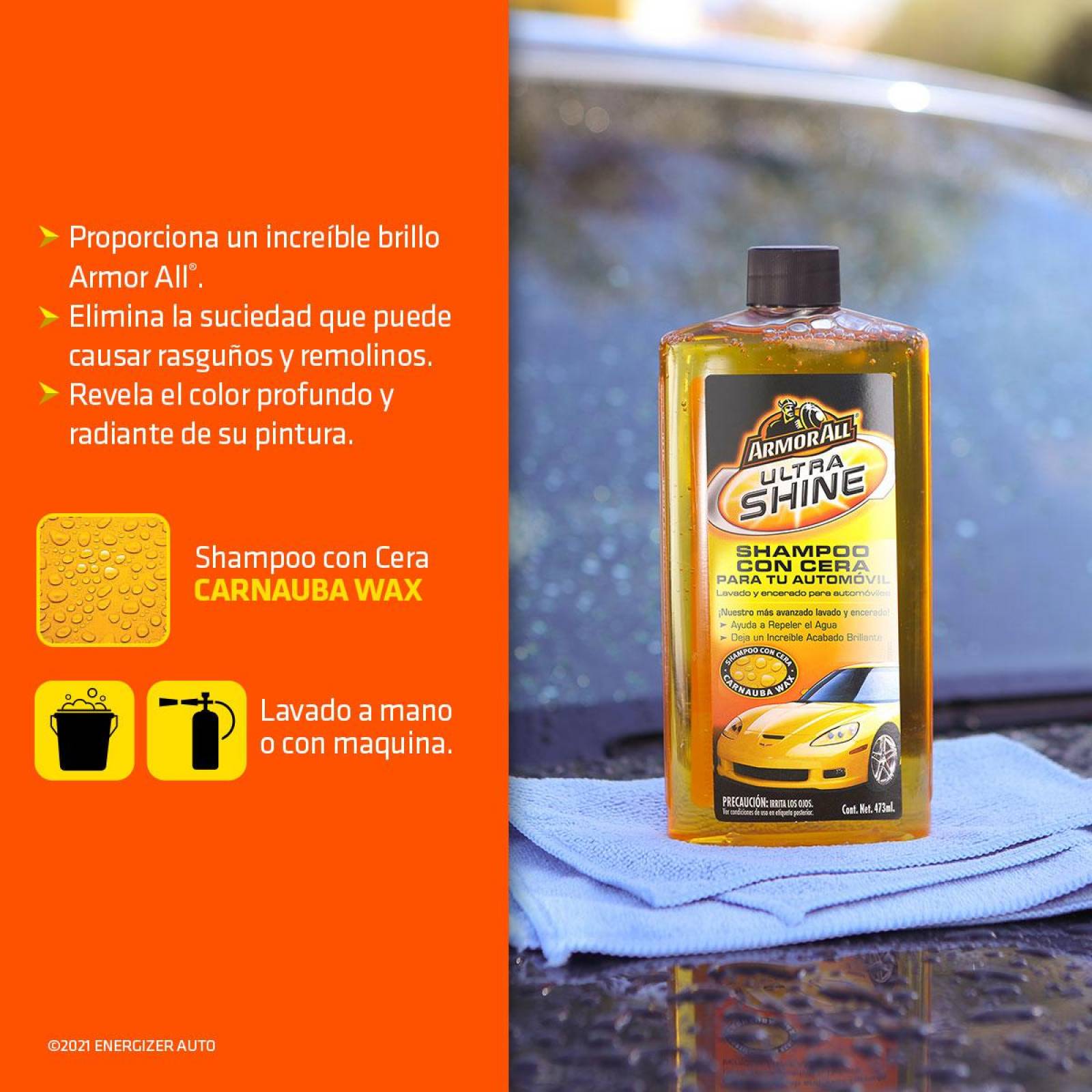 Shampoo Con Cera Armor All Limpieza Autos Camión Moto 500ml 