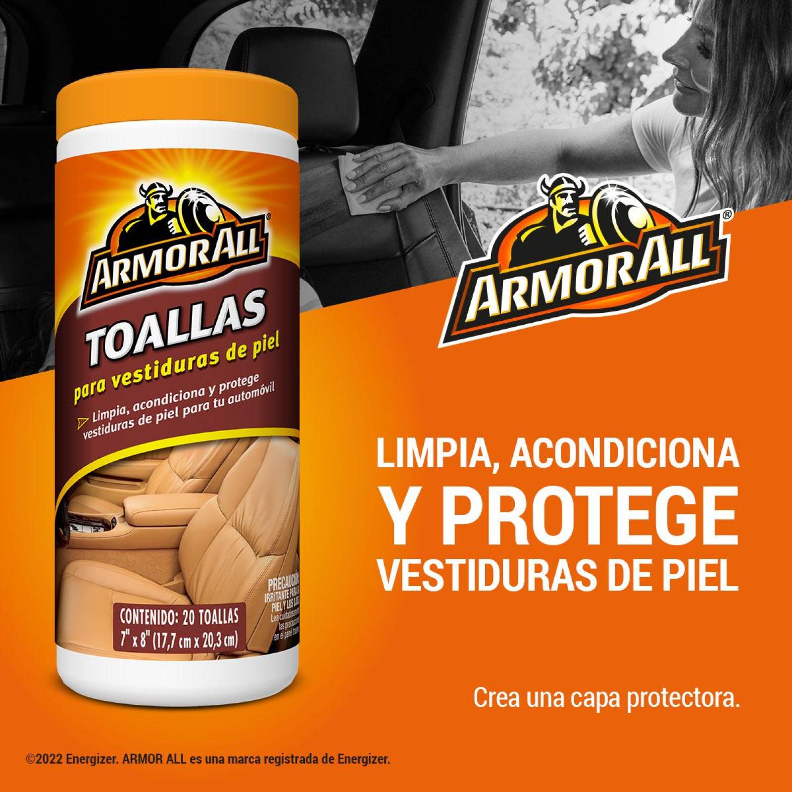Toallitas Protectoras Limpia Acondiciona Armor All Para Piel 