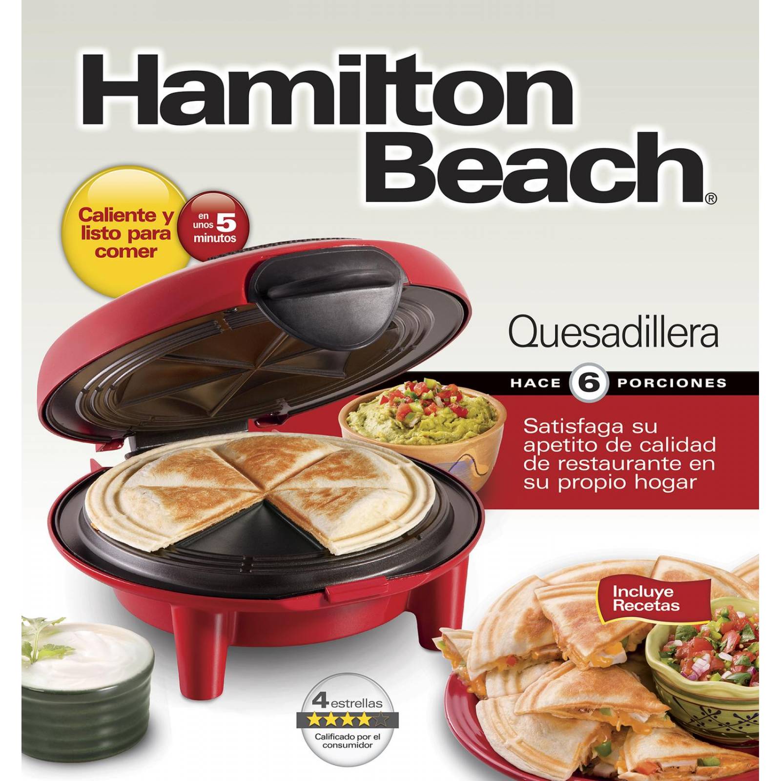 Quesadillera Plancha Hamilton Beach 25409 6 Rebanadas