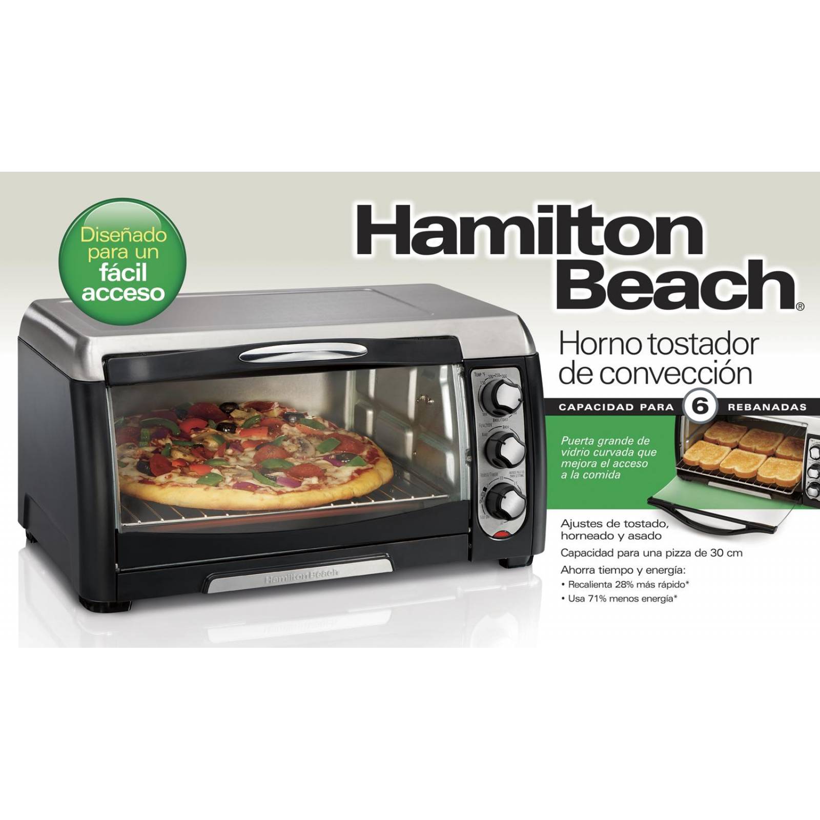 Horno Tostador Eléctrico Hamilton Beach 31330 6 Rebanadas 