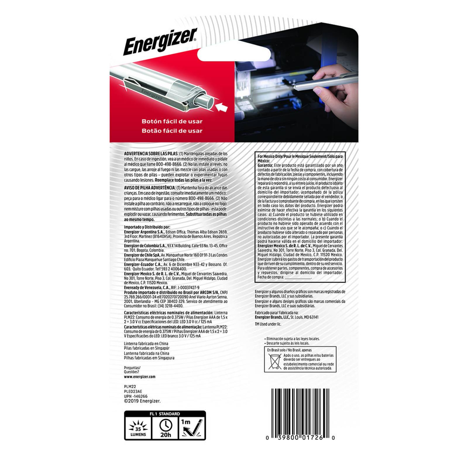 Linterna Energizer Pen Light Led Compacta Potente 