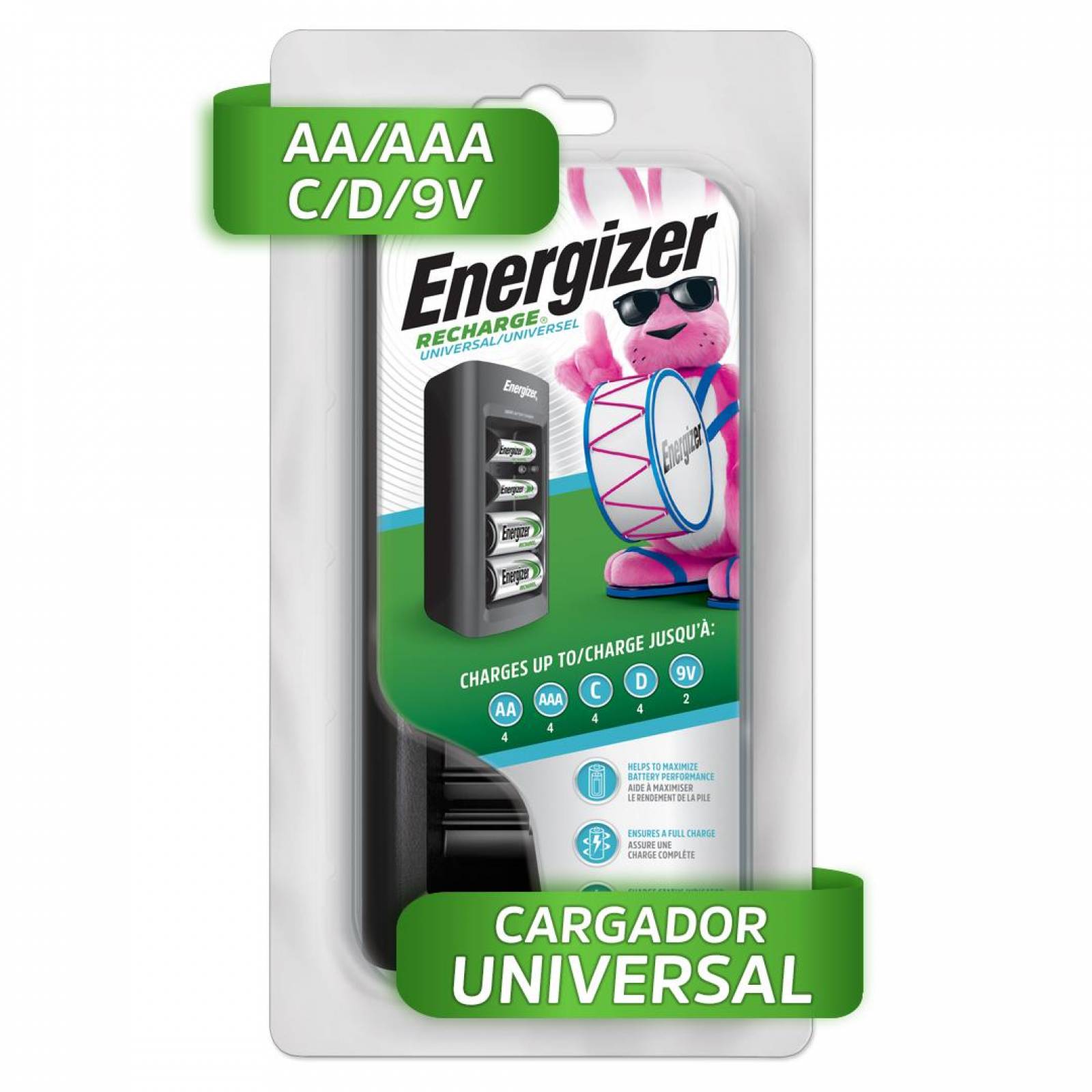 Cargador Energizer Universal De Pilas Aa Aaa C D 9v 