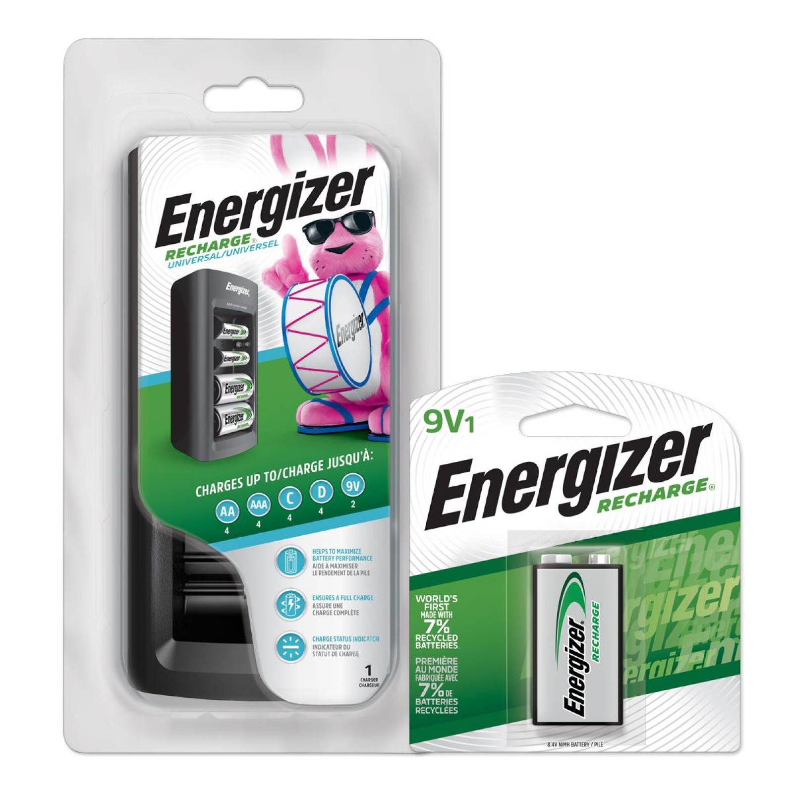 Cargador Universal De Pilas Energizer + 1 Pila 9v Recargable 