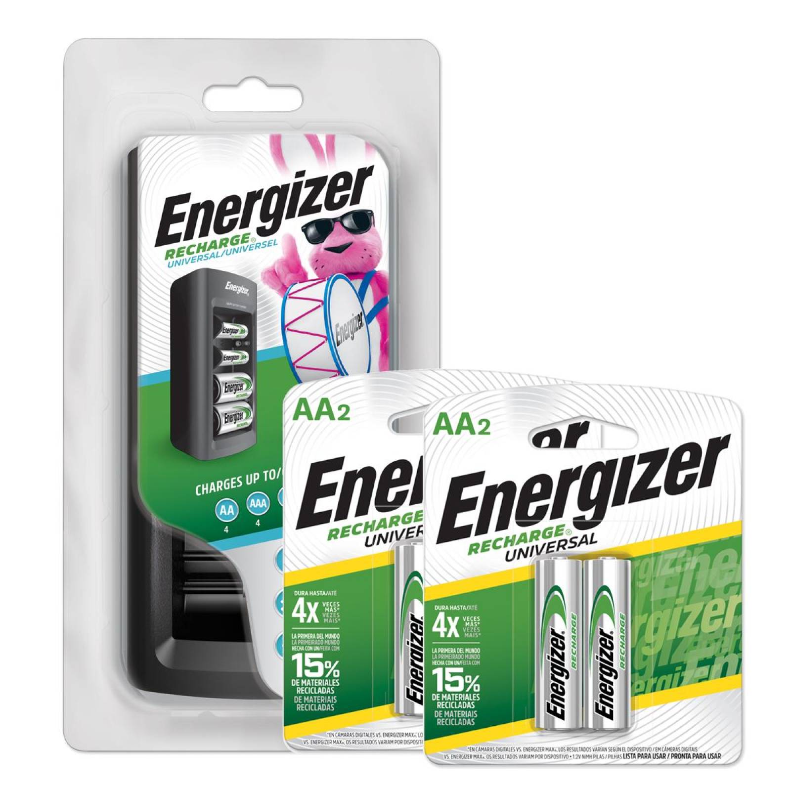 Cargador Universal Pilas Energizer + 4 Pilas Recargables Aa 