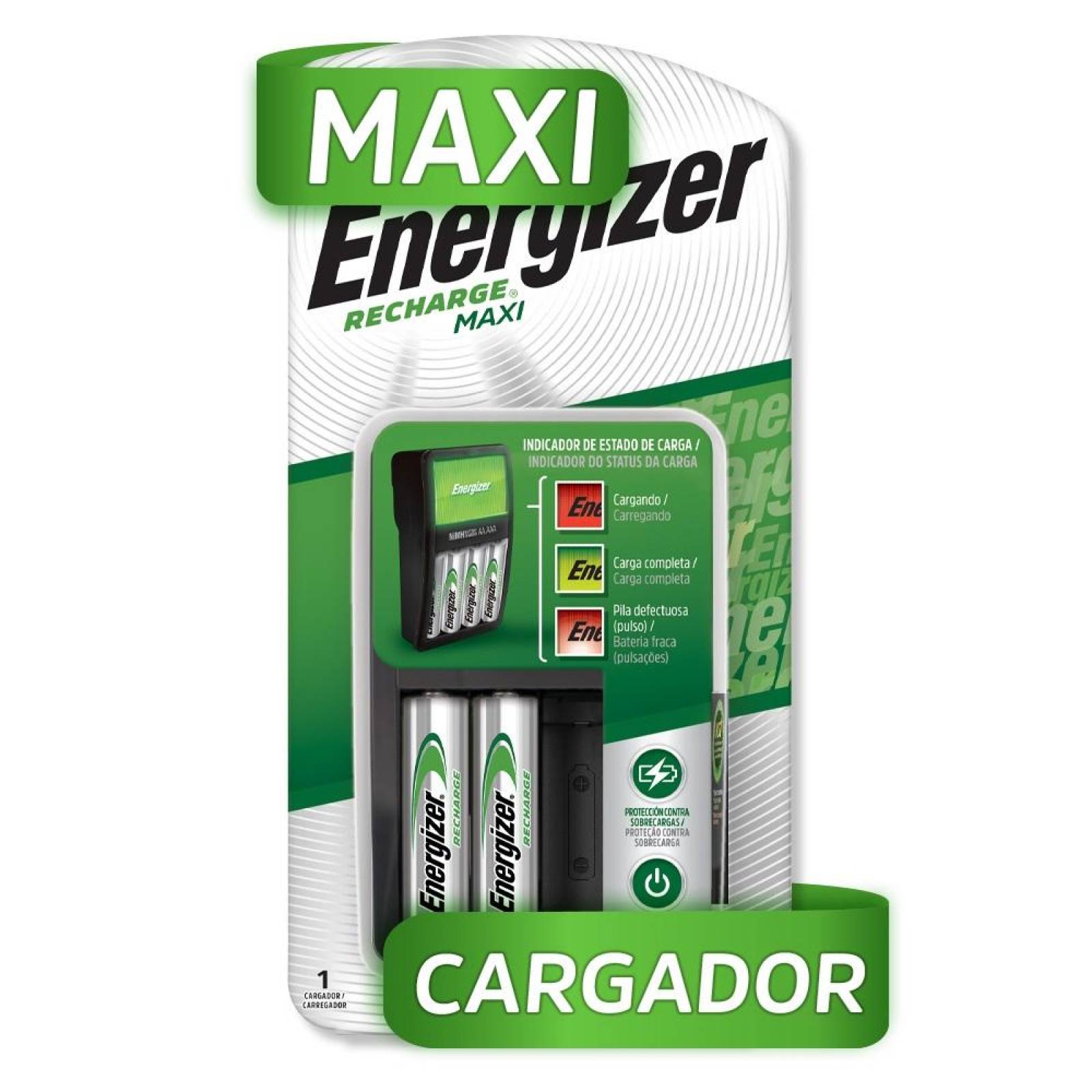 Cargador De Pilas Energizer Maxi + 2 Pilas Recargables Aa