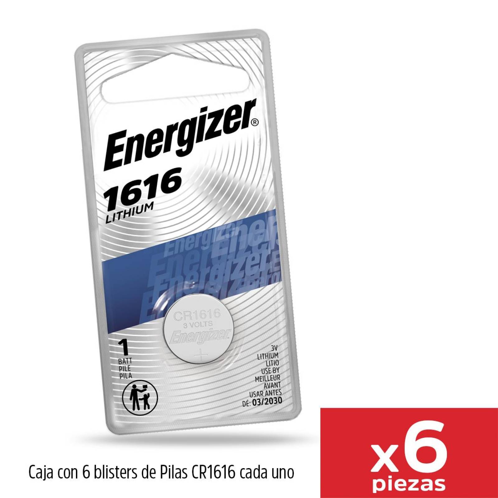 Energizer Pila Botón Cr1616 Litio Caja Con 6 Blísters 