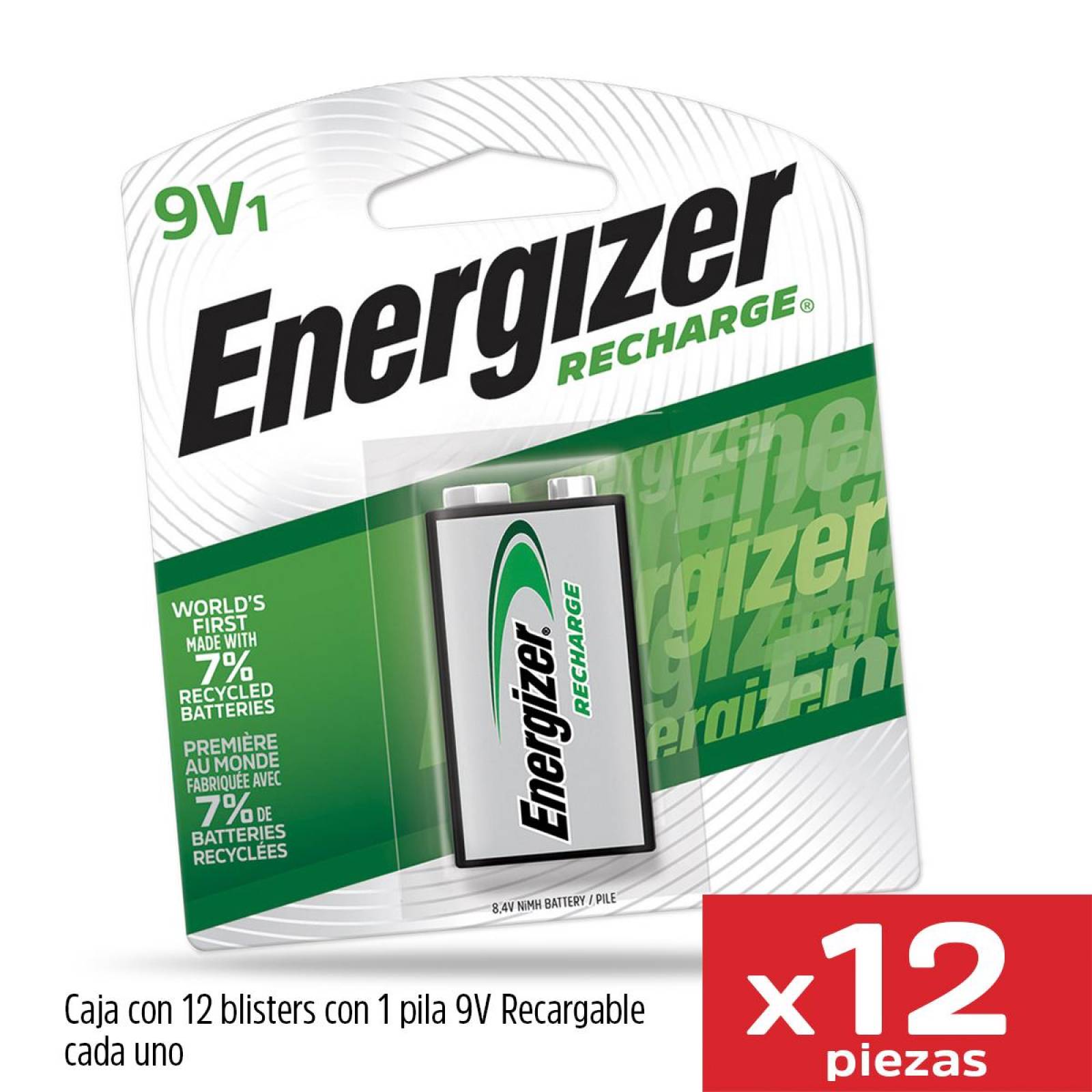 Pila Energizer 9v Recargable Blister 12 Unidades