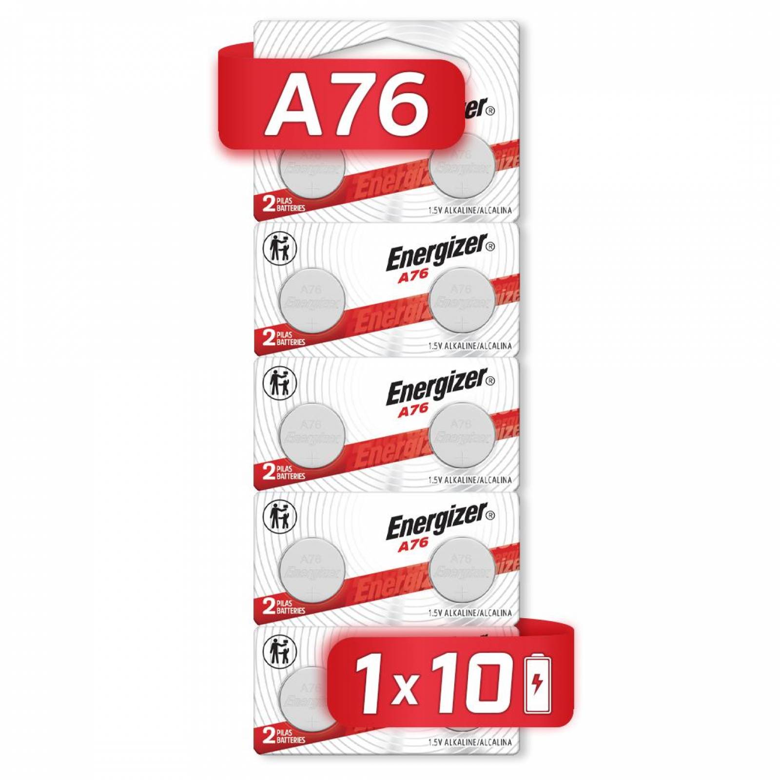 Pila Energizer A76 Alcalina Tira 10 Unidades Lr44 Ag13