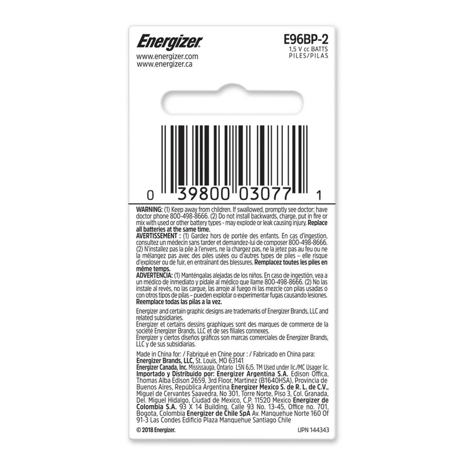 Pila Energizer Alcalina Aaaa E96 Con 2 Piezas 