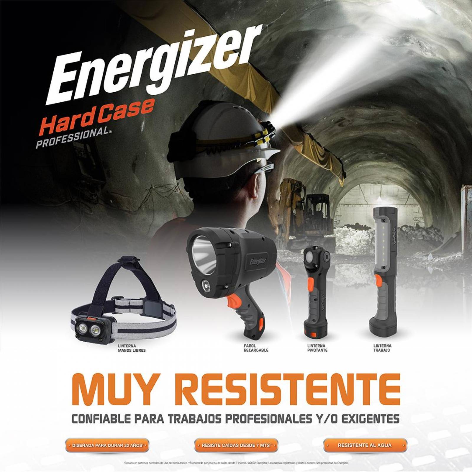 LINTERNA ENERGIZER DE USO RUDO HCSW21E 300 LUM 3 EN 1 
